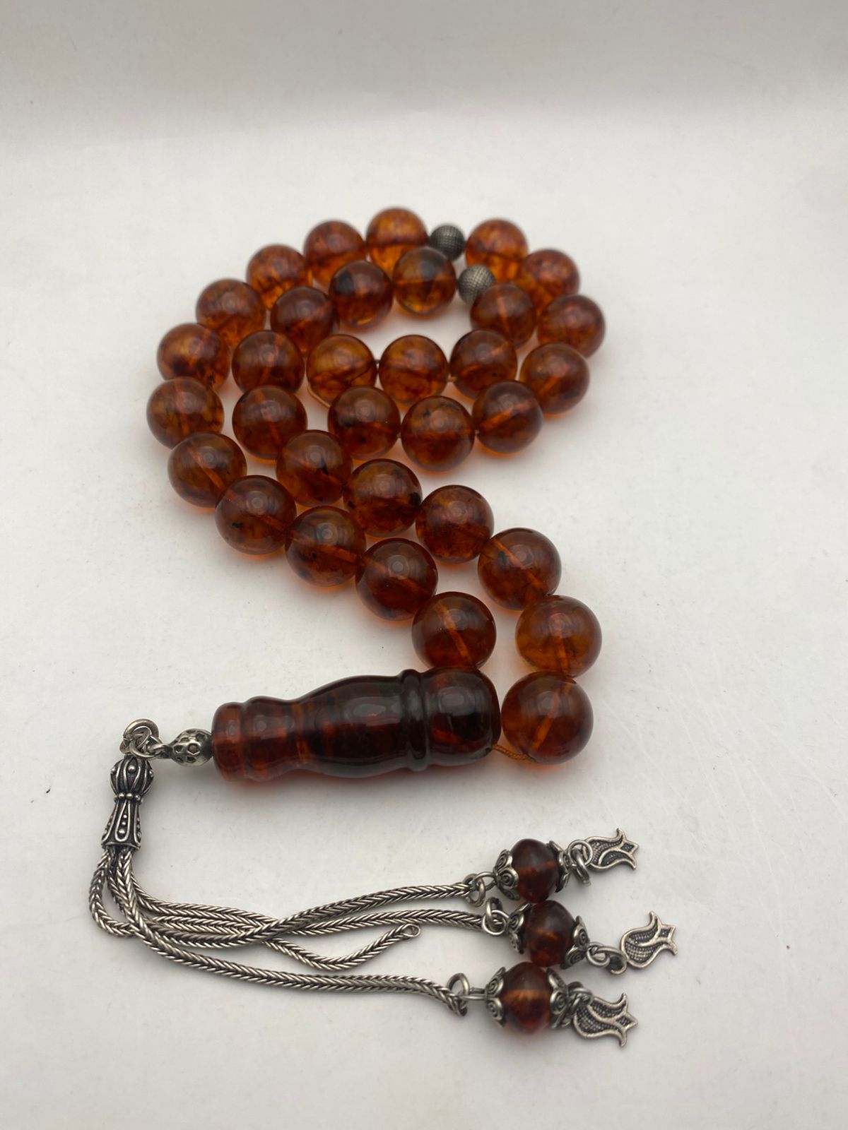 Luxury Vintage Russian Amber Misbaha with Round Beads