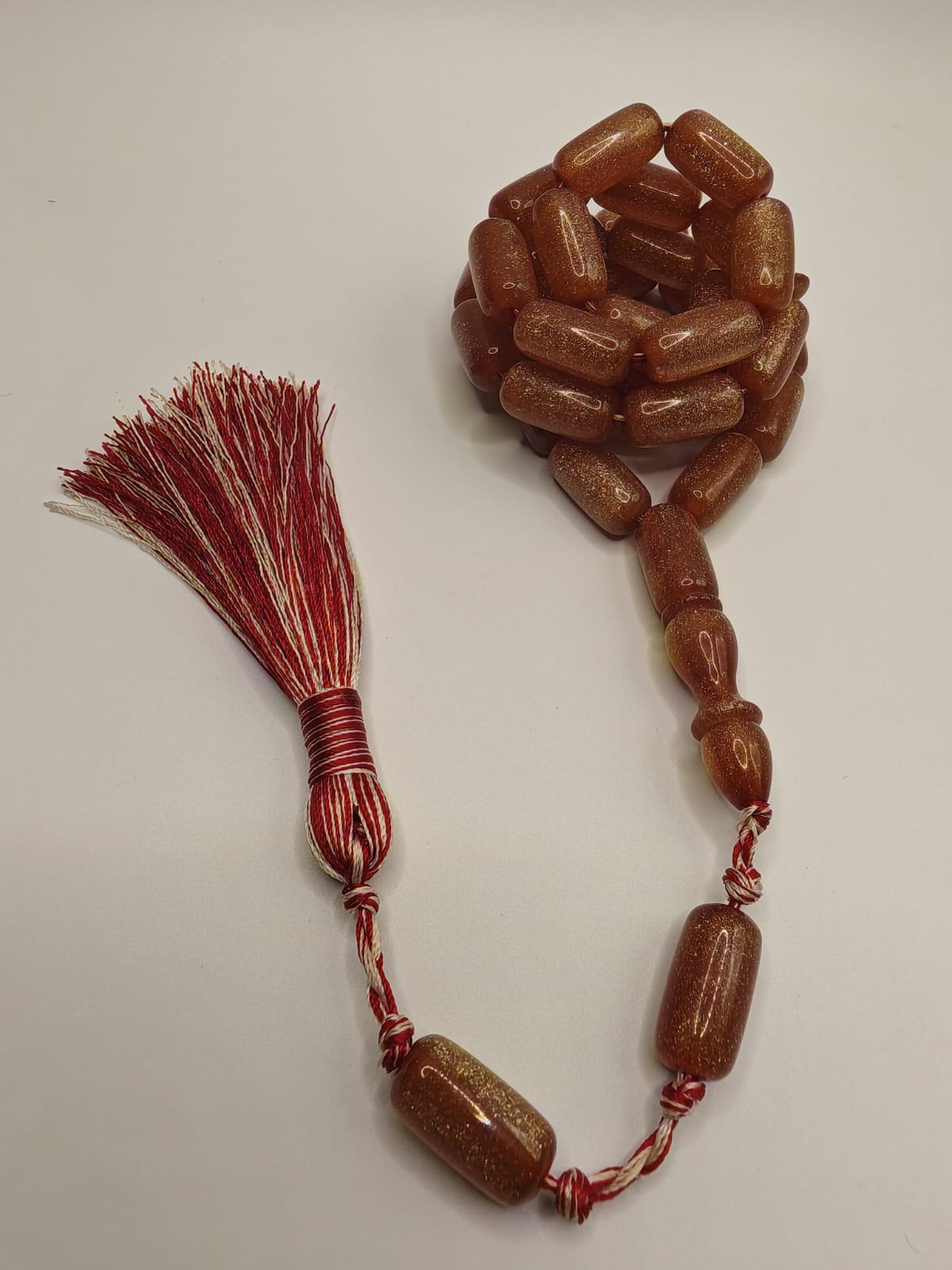 Luxury Modern Cast Bakelite Misbaha with Barrel Beads