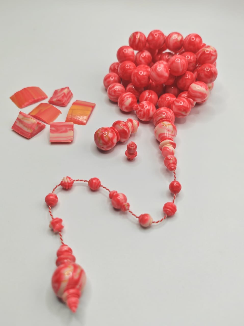 Luxury Cracked Rod Bakelite Misbaha with Round Beads by Art Factory
