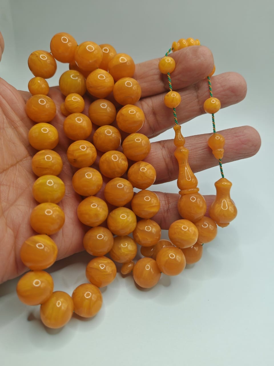 Luxury Carva Craft Desk-Style Bakelite Misbaha with Round Beads by Ali Behzad