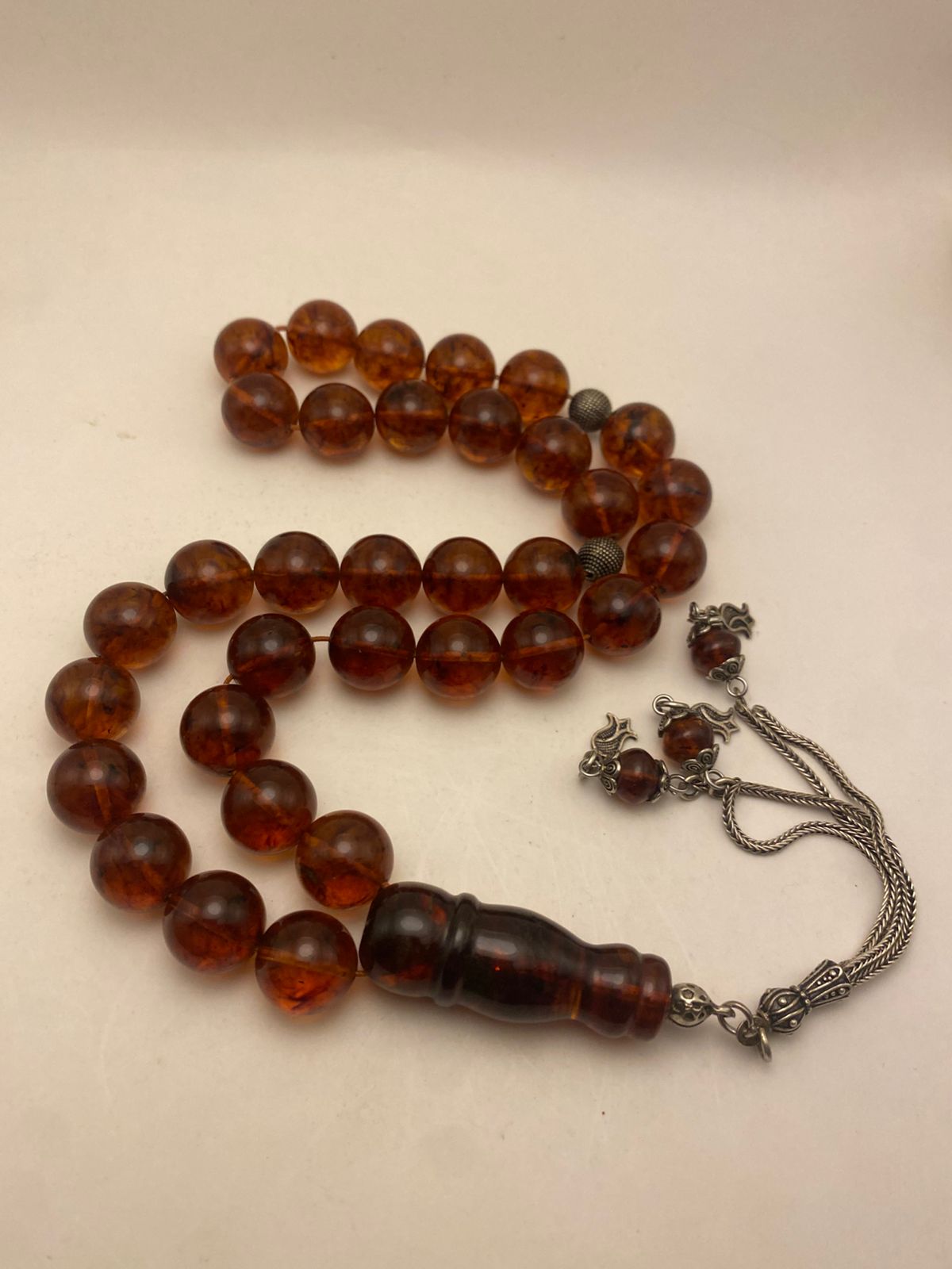 Luxury Vintage Russian Amber Misbaha with Round Beads