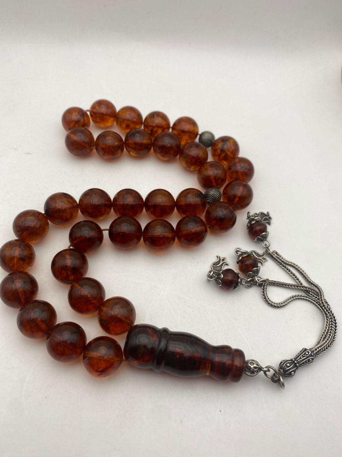 Luxury Vintage Russian Amber Misbaha with Round Beads