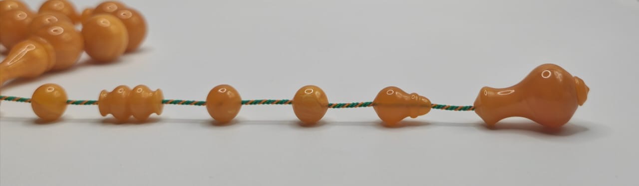 Luxury Carva Craft Desk-Style Bakelite Misbaha with Round Beads by Ali Behzad