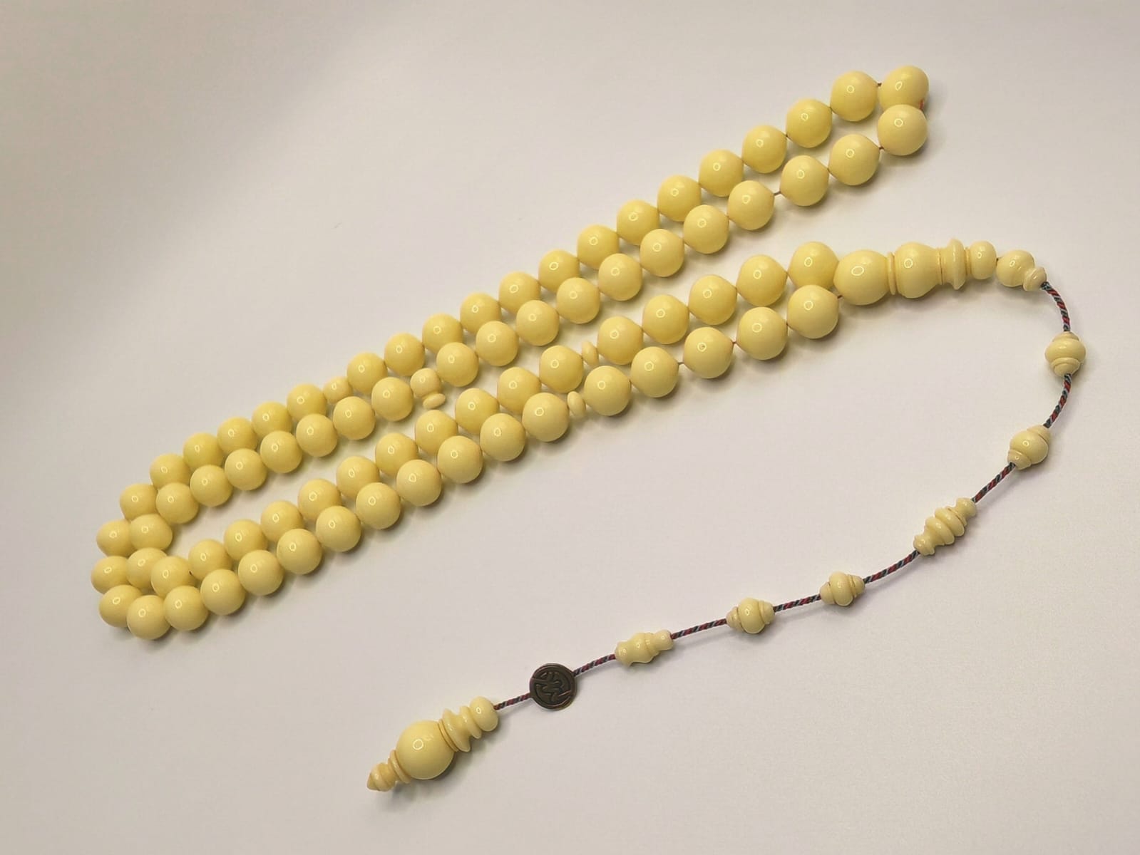 Luxury Cream Vintage Domino Bakelite Misbaha with Ball Nose Beads Crafted by Ahmed Al Tarbi
