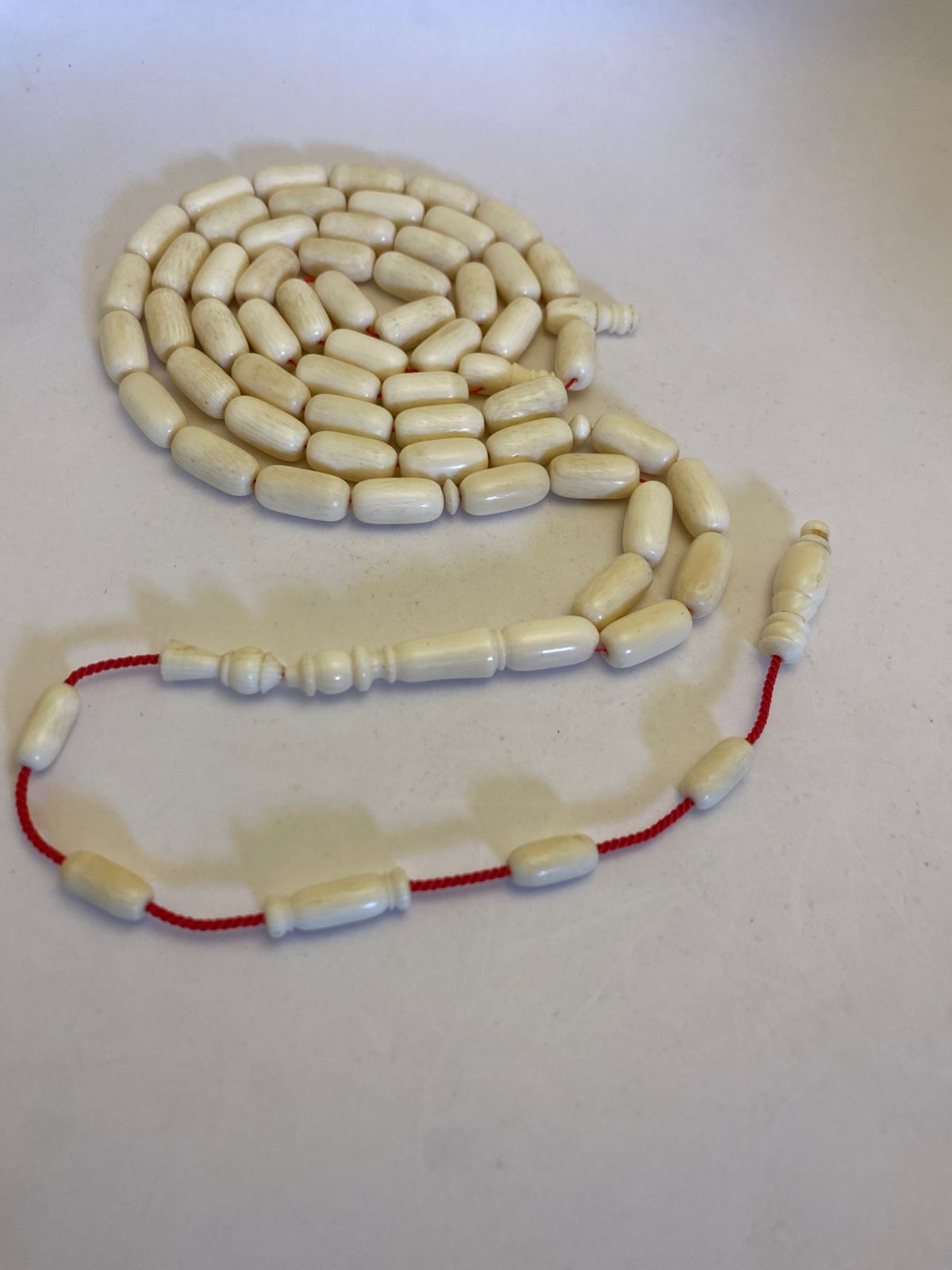 Luxury Creamy Ivory Elephant Ivory Misbaha with Barrel Beads