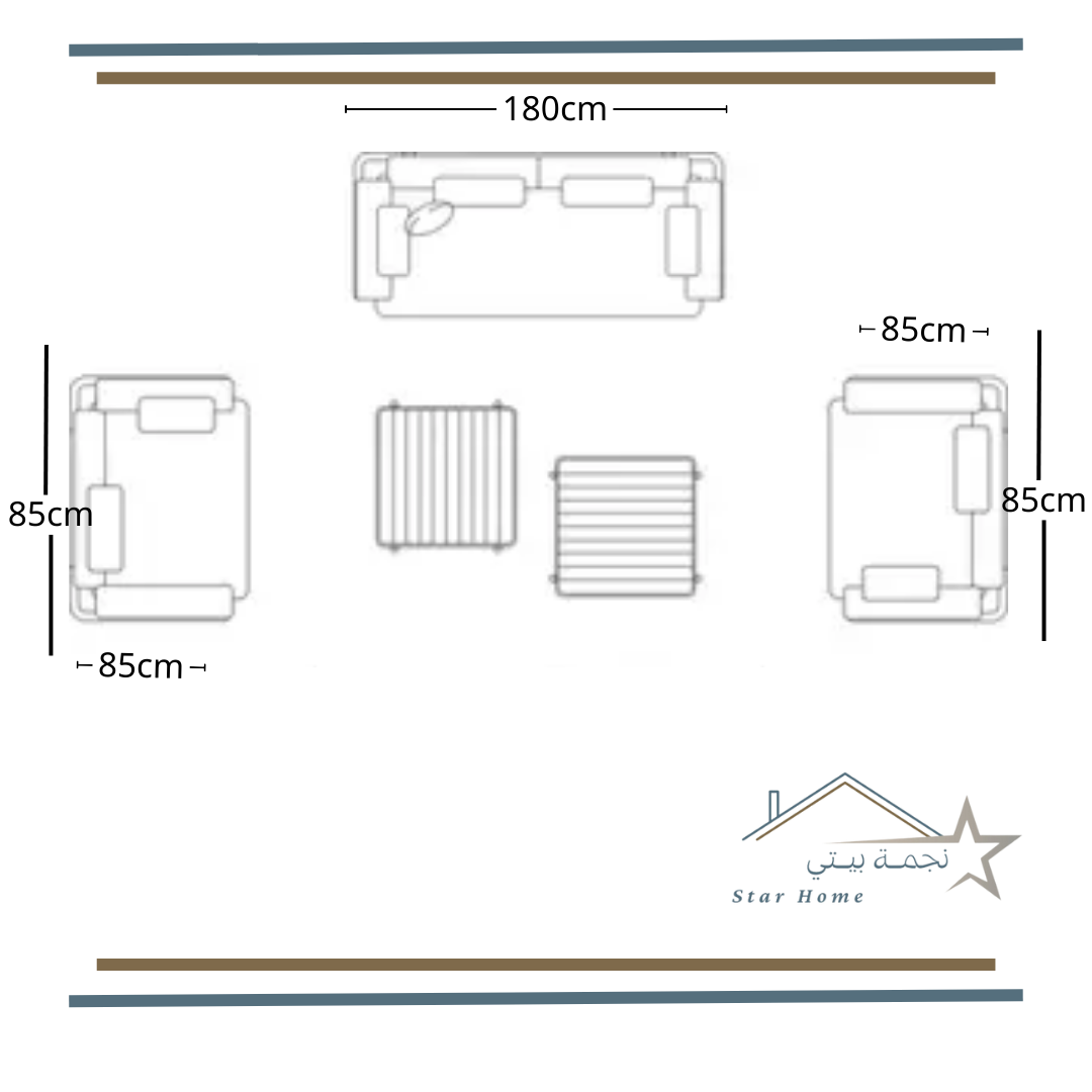   طقم كنب ثلاث قطع 