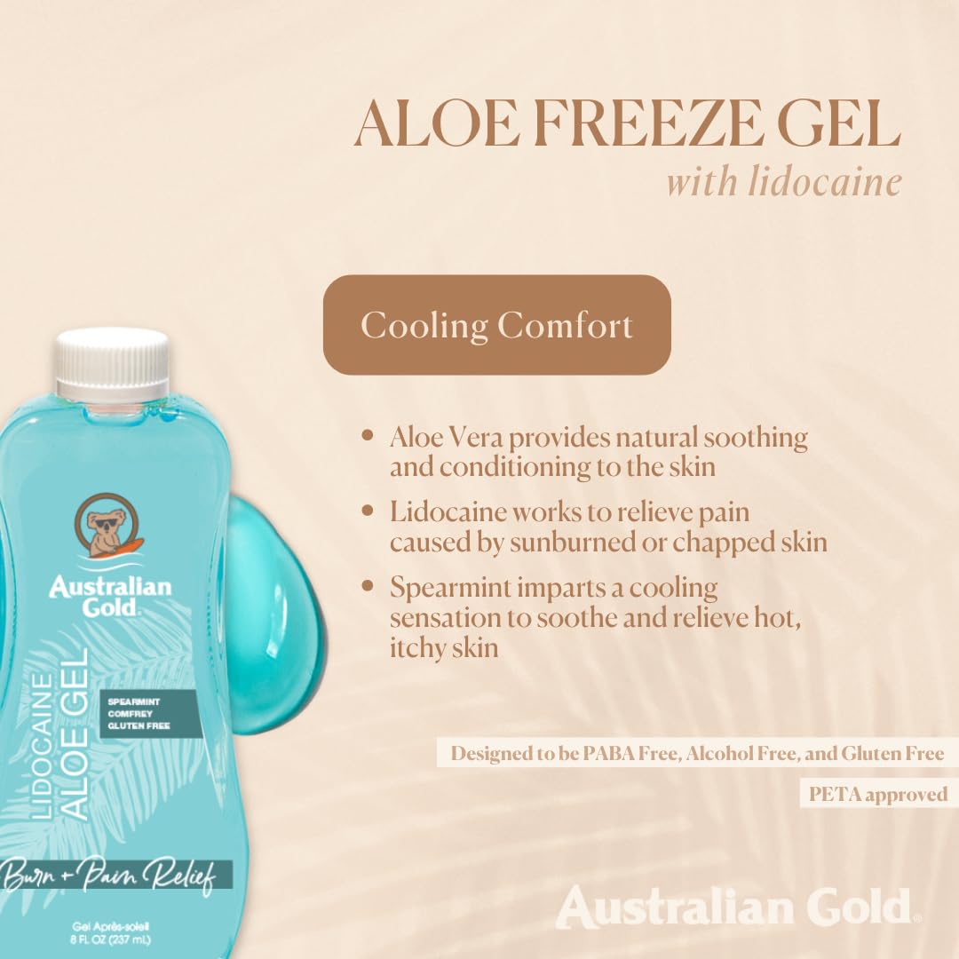  جل بخاخ آلوفيرا فريز المبرد لحرقة الشمس والحكة ،مع الليدوكايين من Australian Gold 