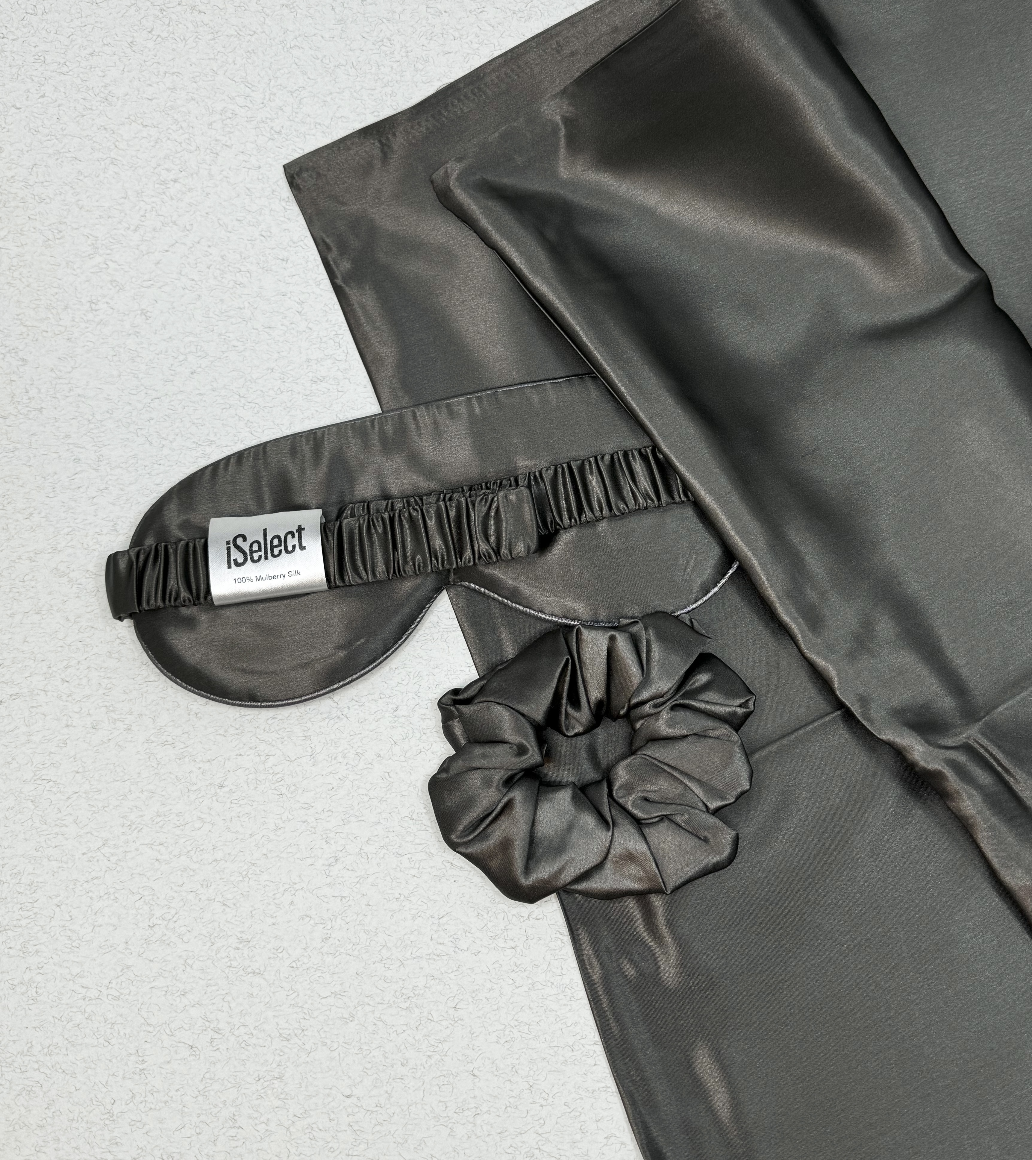  غطاء مخدة حرير ملبري ١٠٠٪ iSelect- 100% Pure Mulberry Silk CHARCOAL 