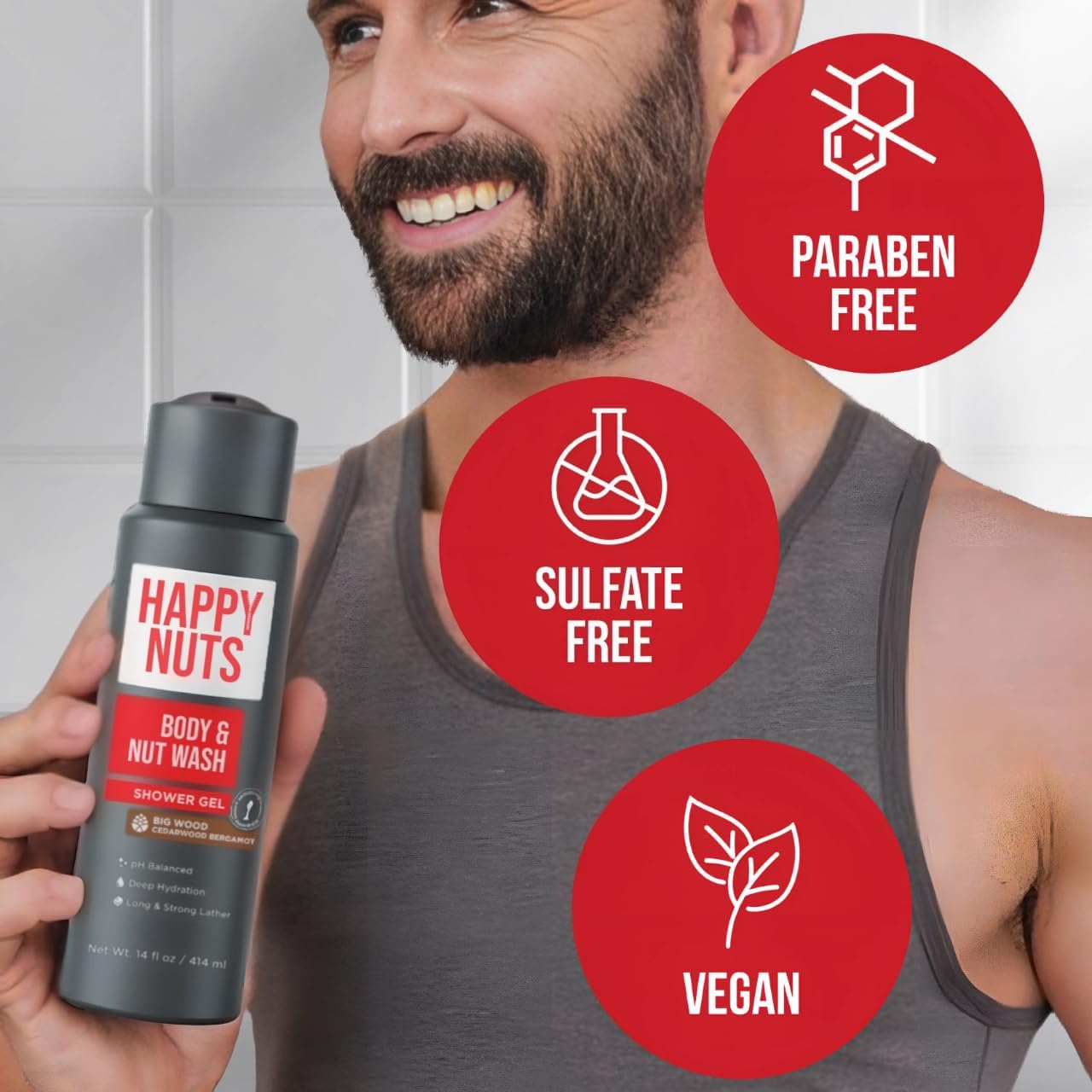  غسول بيق وود الرجالي للجسم والمناطق الحساسة Happy Nuts 