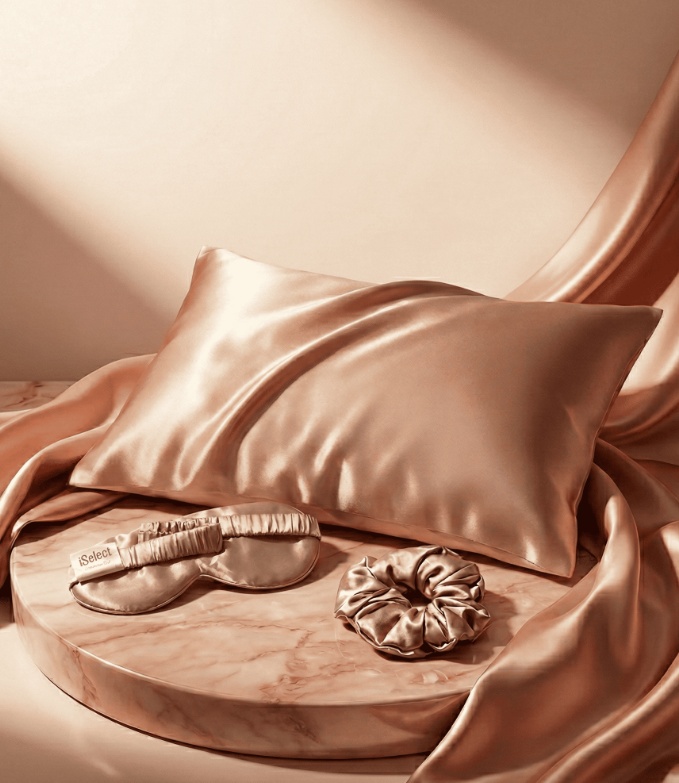  غطاء مخدة حرير ملبري ١٠٠٪ iSelect- 100% Pure Mulberry Silk Rose gold  