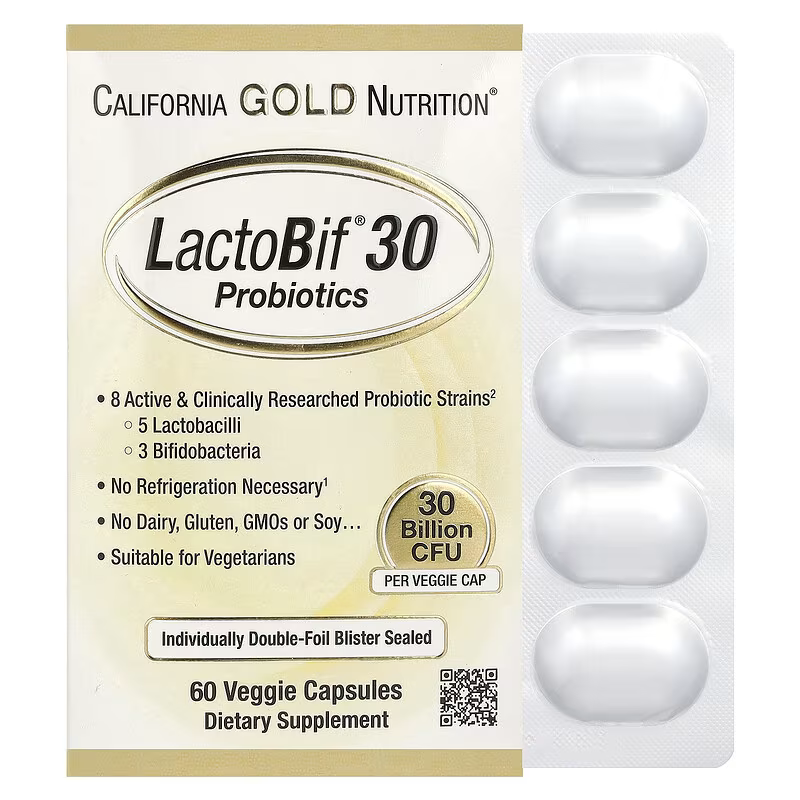  كبسولات بروبيوتيك ٣٠ مليار ٦٠ كبسولة نباتية California Gold Nutrition 