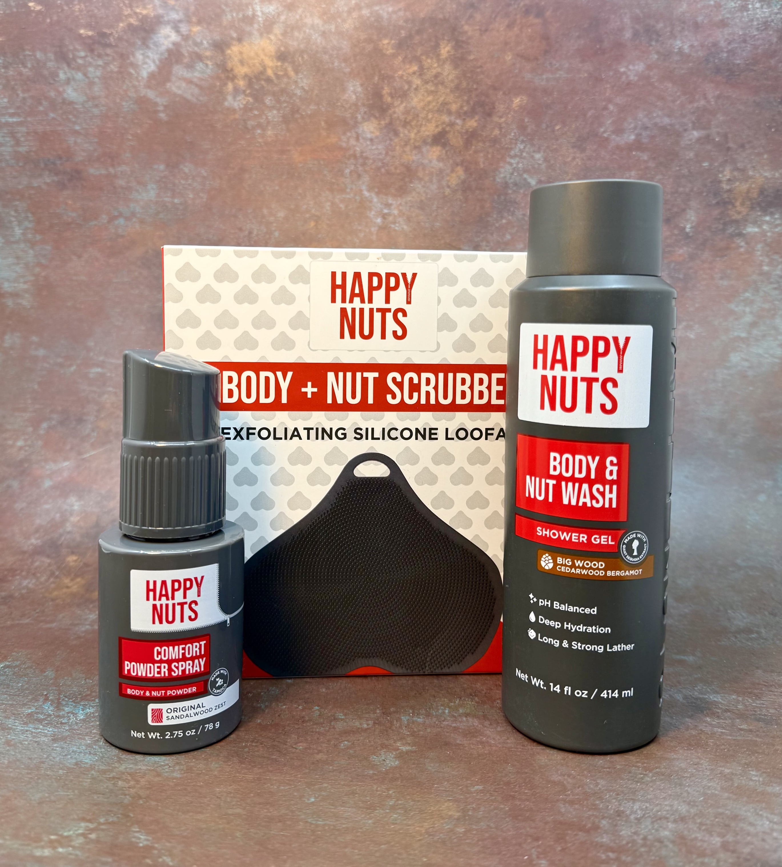  مجموعة الشاور للرجال غسول وبودر وليفة من Happy Nuts 