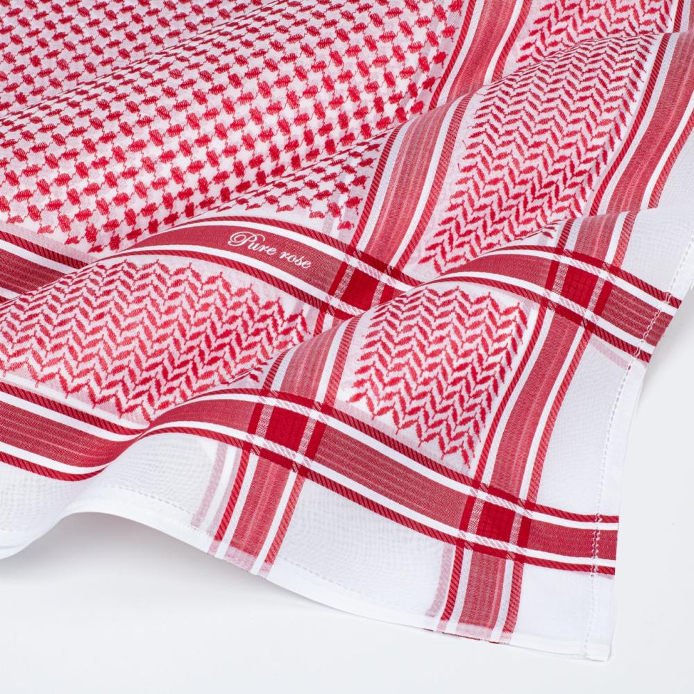 سعر افضل شماغ احمر رجالي بيور روز PURE ROSE أنجليزي - الريف للأشمغة