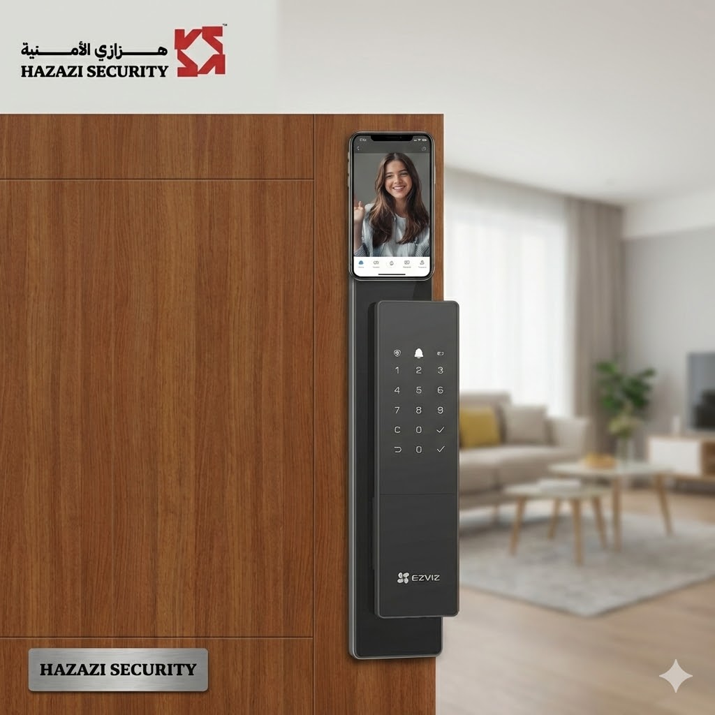 قفل باب ذكي EZVIZ DL50FVS بكاميرا وشاشة وتعرف على الوجه - هزازي للأمنية