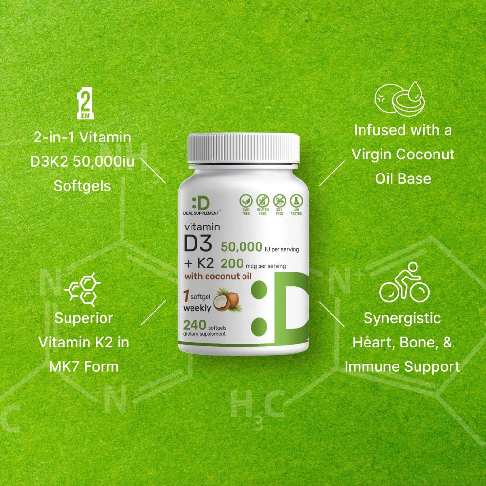 Deal Supplement D3+K2 With Coconut Oil 