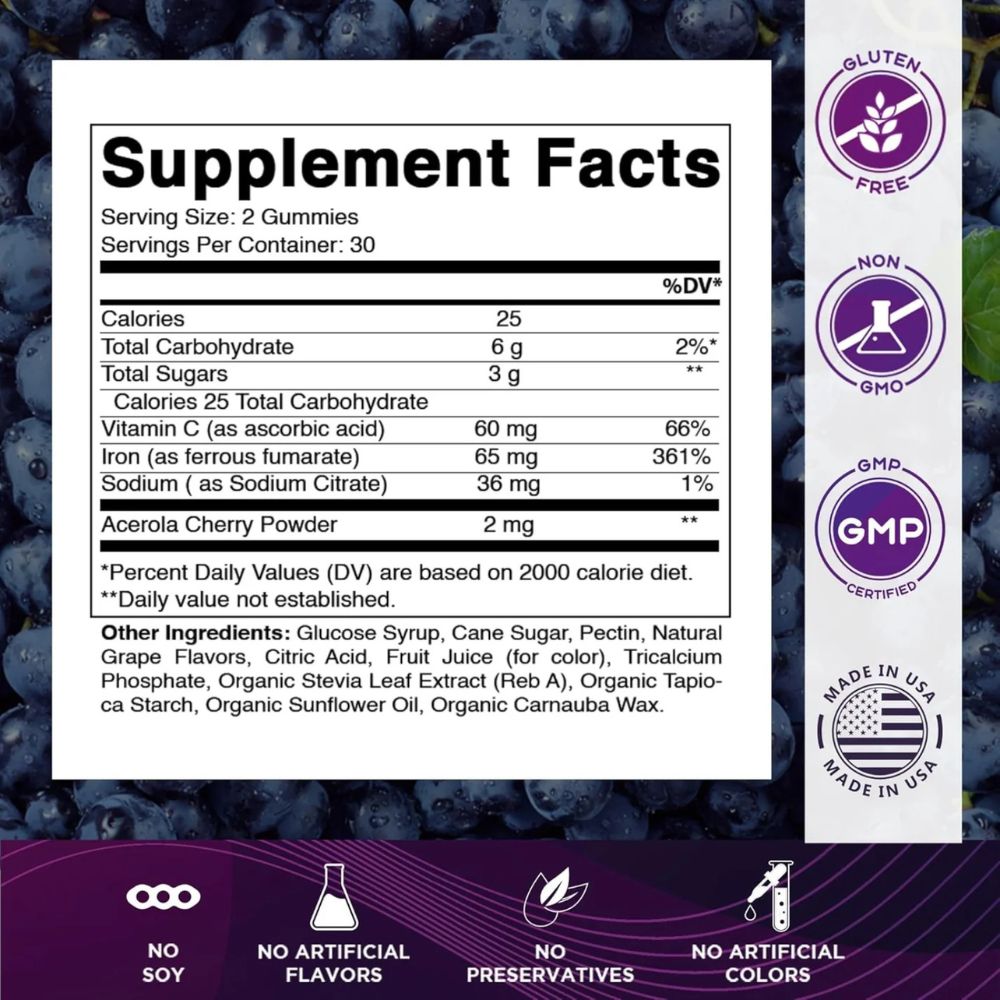 مكمل غذائي حلاوة الحديد وفيتامين سي فيتاماتيك 