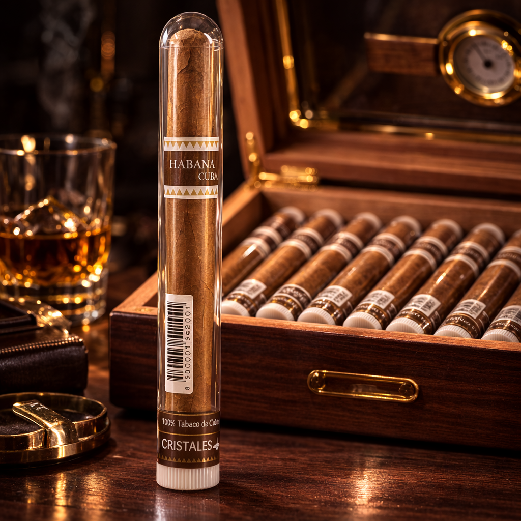 Habana Cuba Cristales Guantanamo Premium Cigar in Crystal Tube with Luxury Humidor