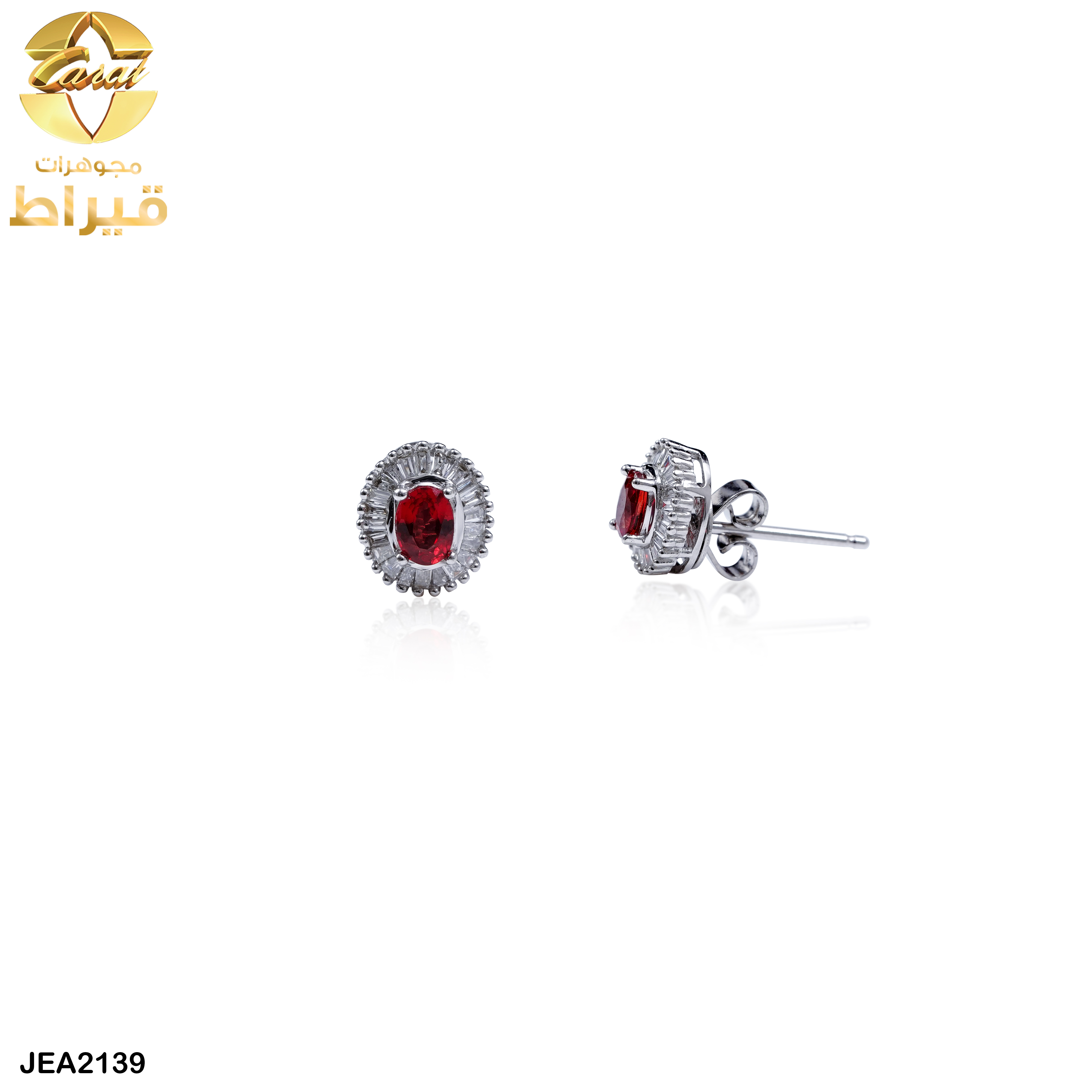 WOMEN'S 18K WHITE GOLD EARRING WITH DIAMOND AND RUBY