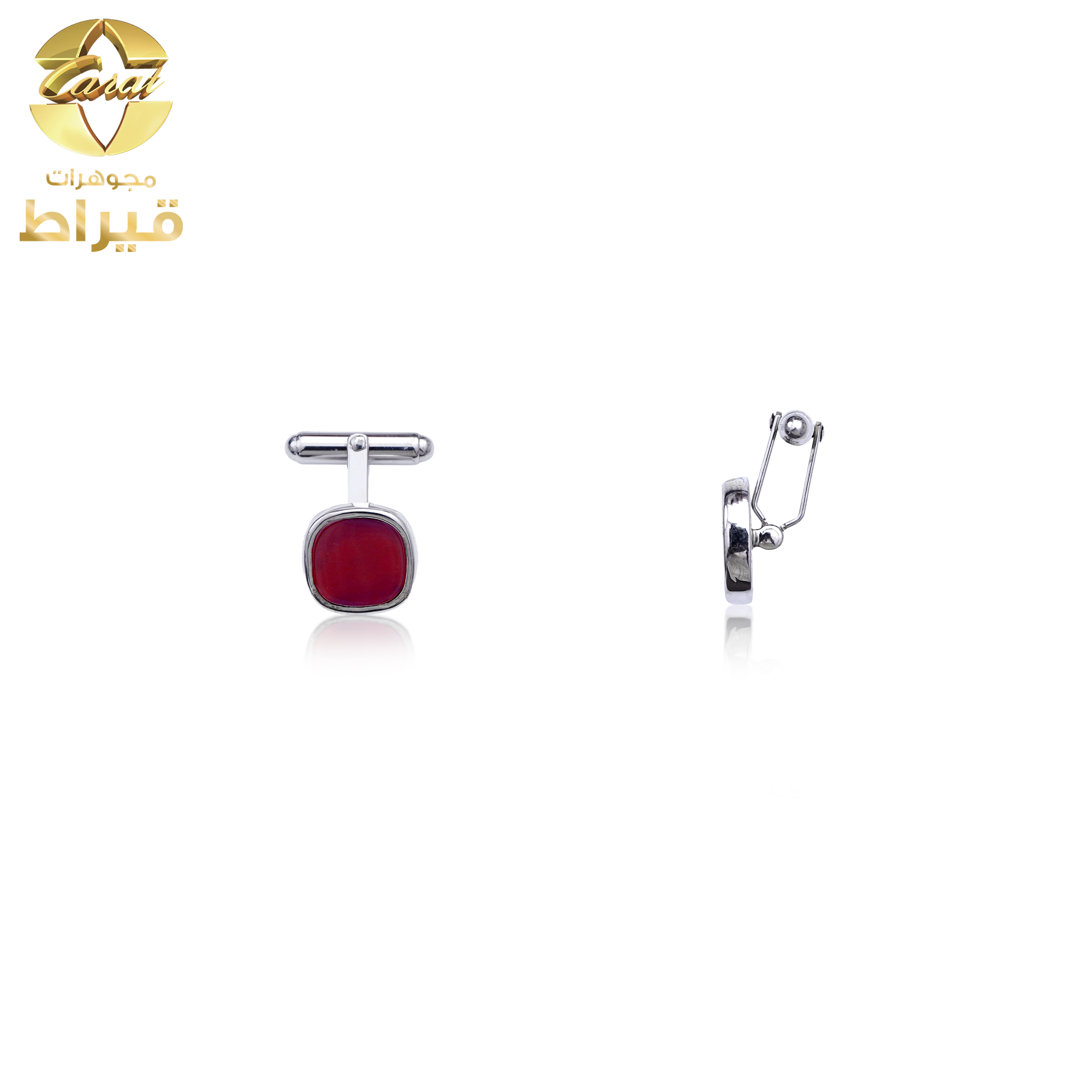 GENTS SILVER CUFFLINK WITH AGATE STONE