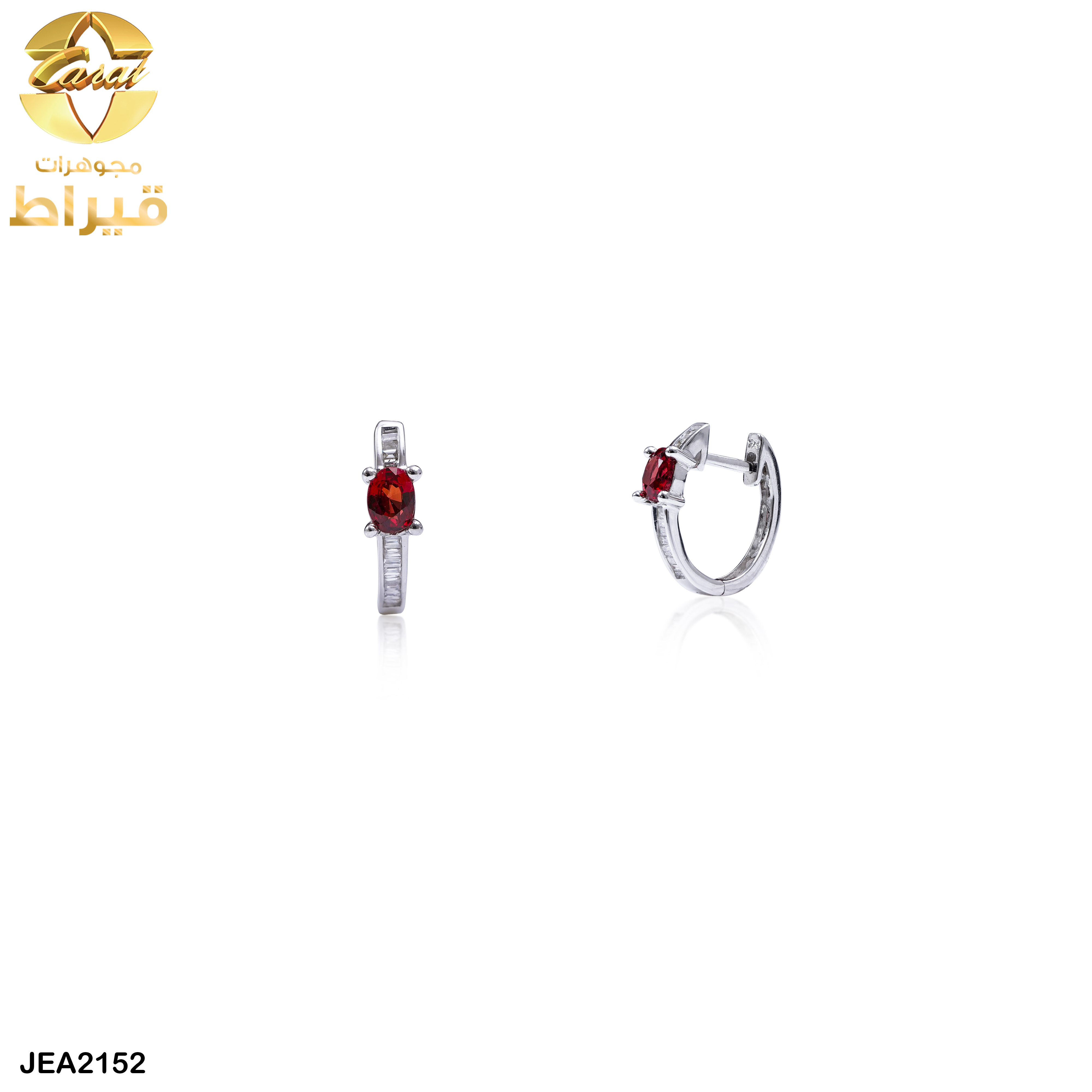WOMEN'S 18K WHITE GOLD EARRING WITH DIAMOND AND RUBY