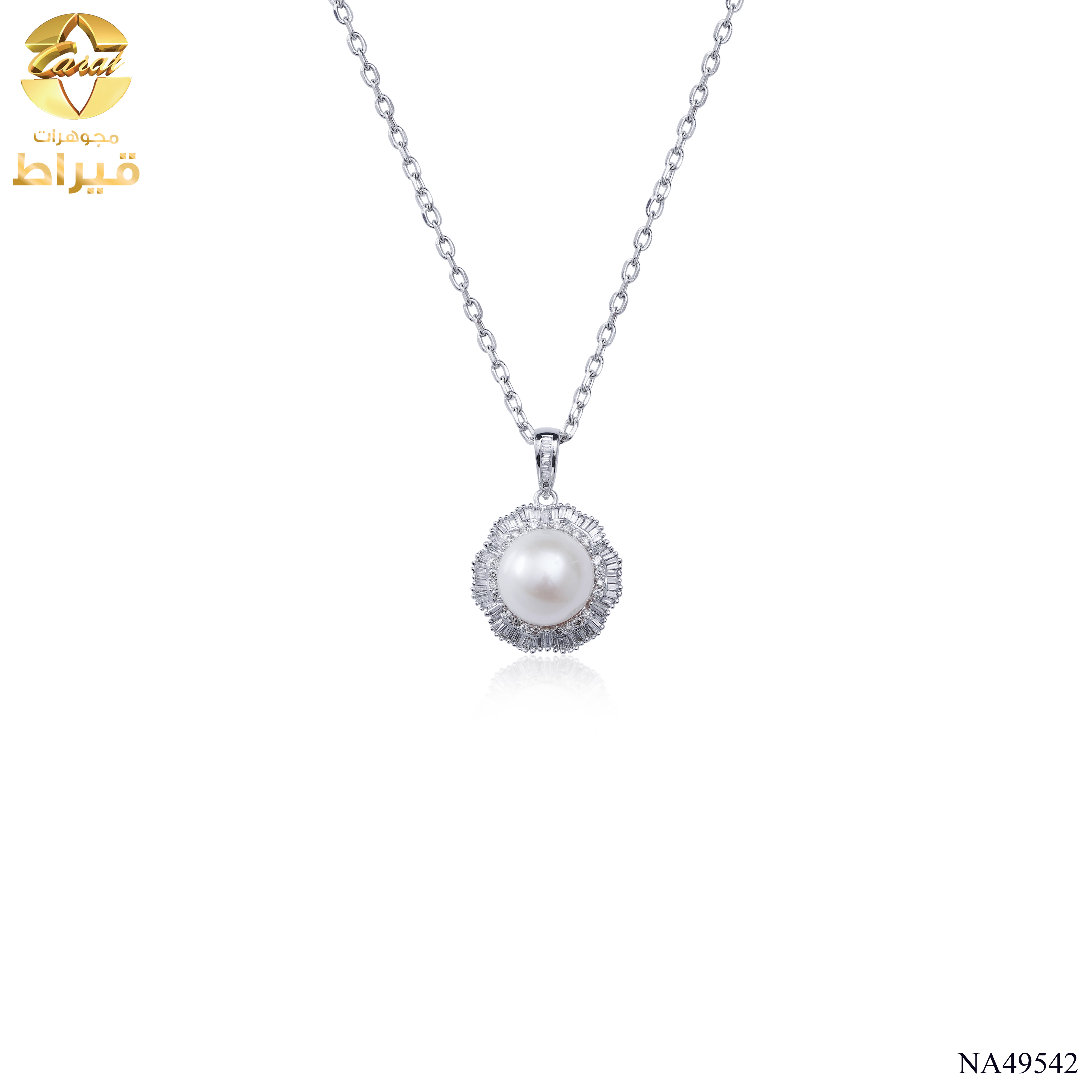  عقد ذهب مع الماس و لولو عيار 18