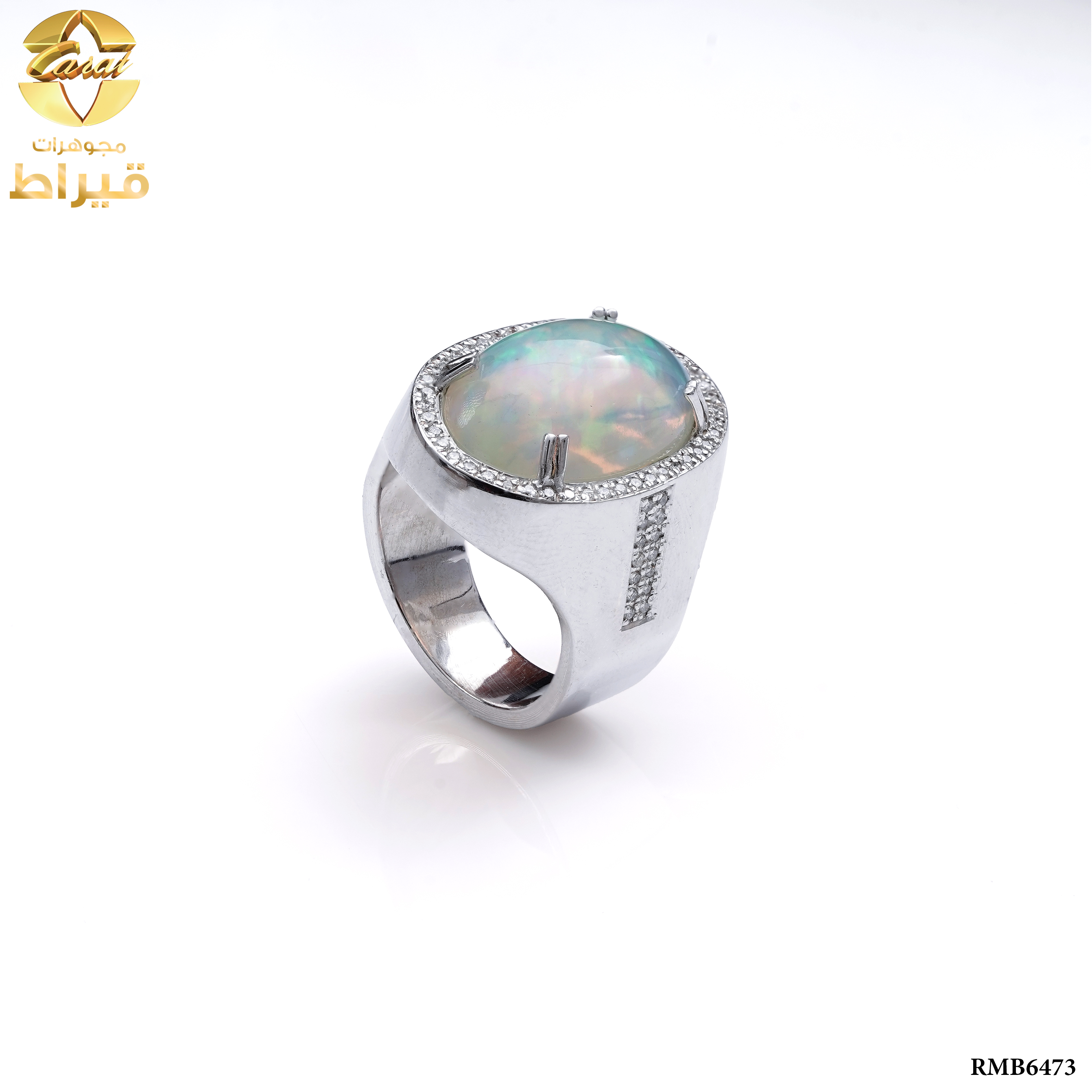 MEN'S SILNOVA RING WITH DIAMOND AND OPAL STONE