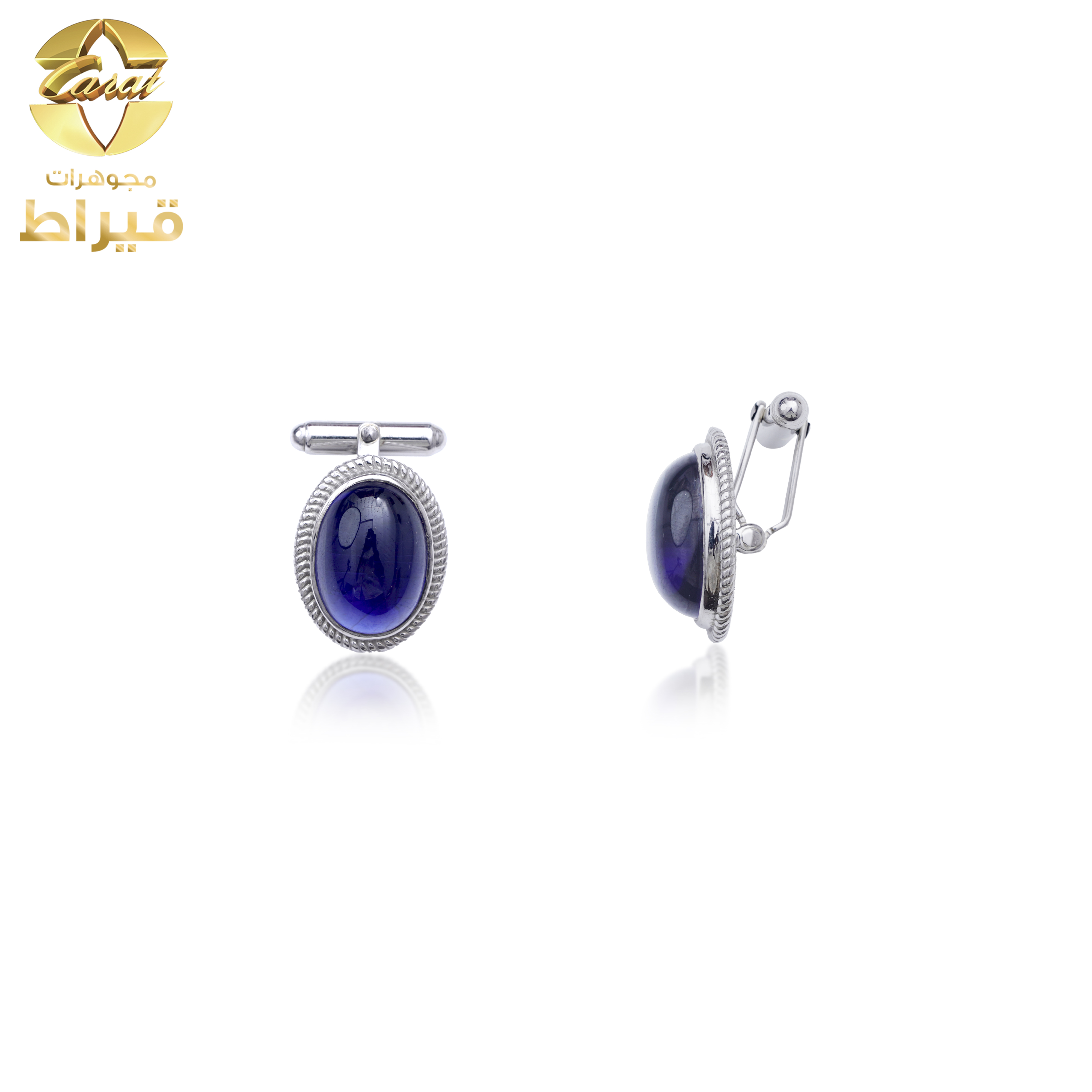 GENTS SILVER Cufflink WITH SYN. SAPPHIRE STONE