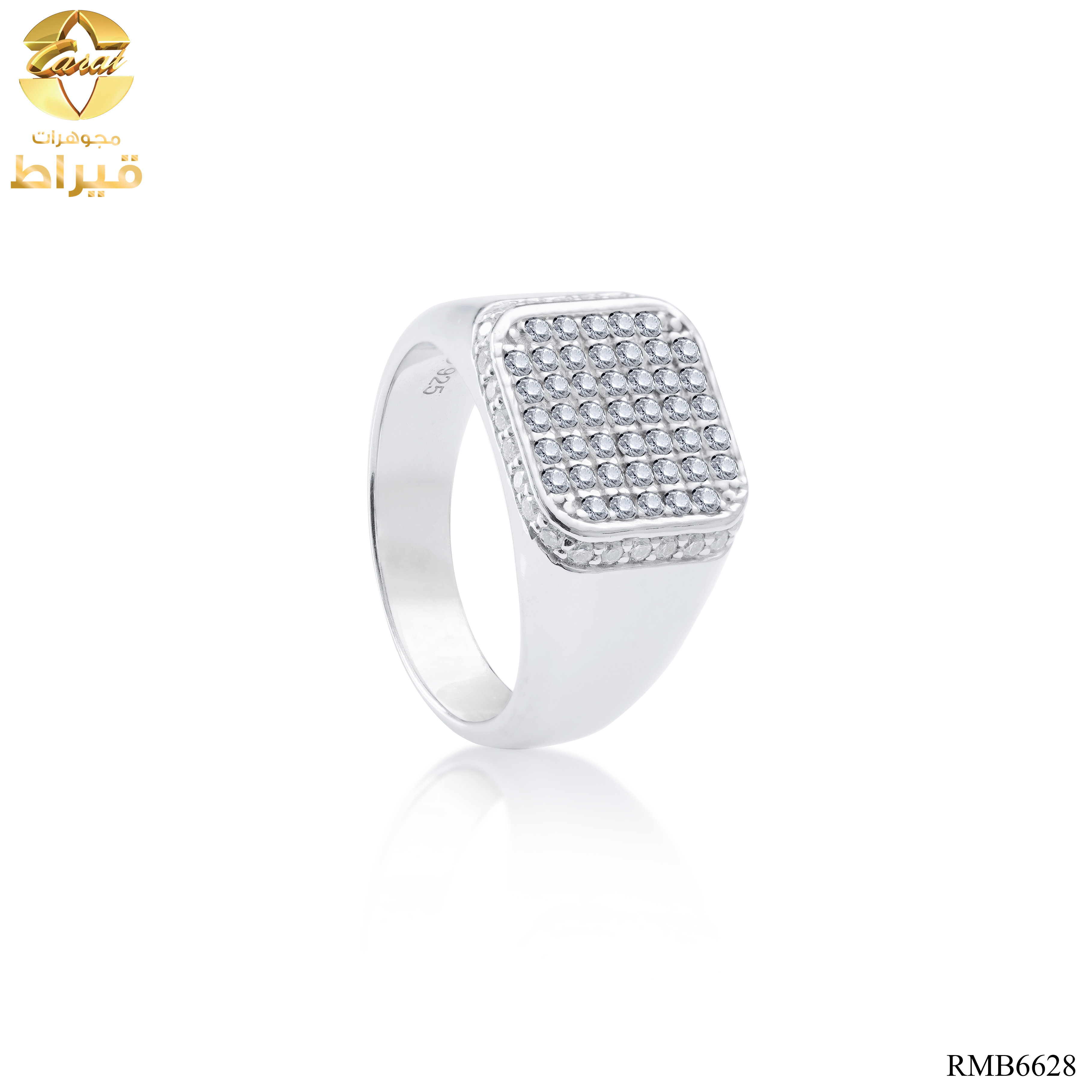 خاتم فضة مع موسانايت  عيار 925
