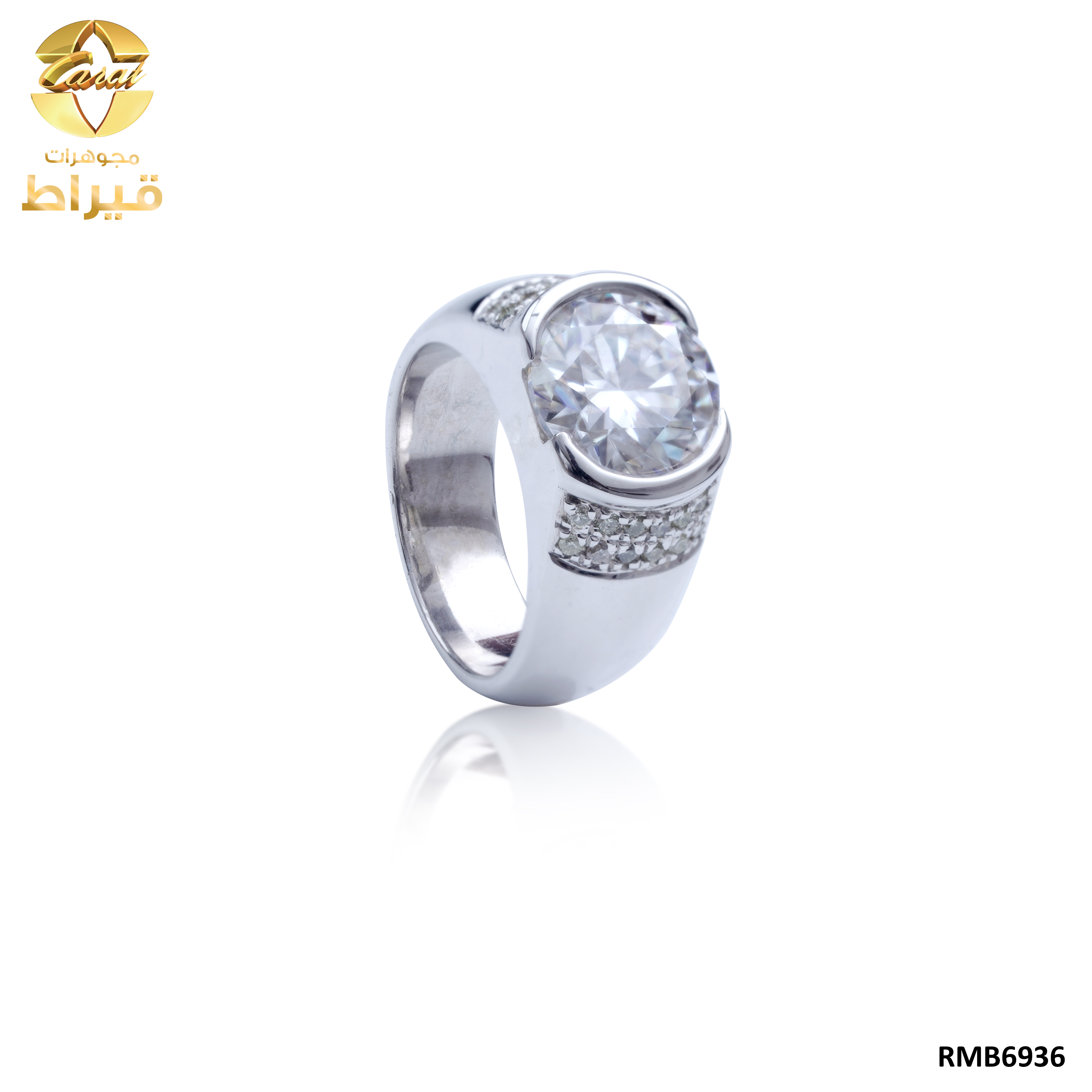  خاتم رجالي , فضة ,خاتم سيلنوفا مع الماس  و موسانايت