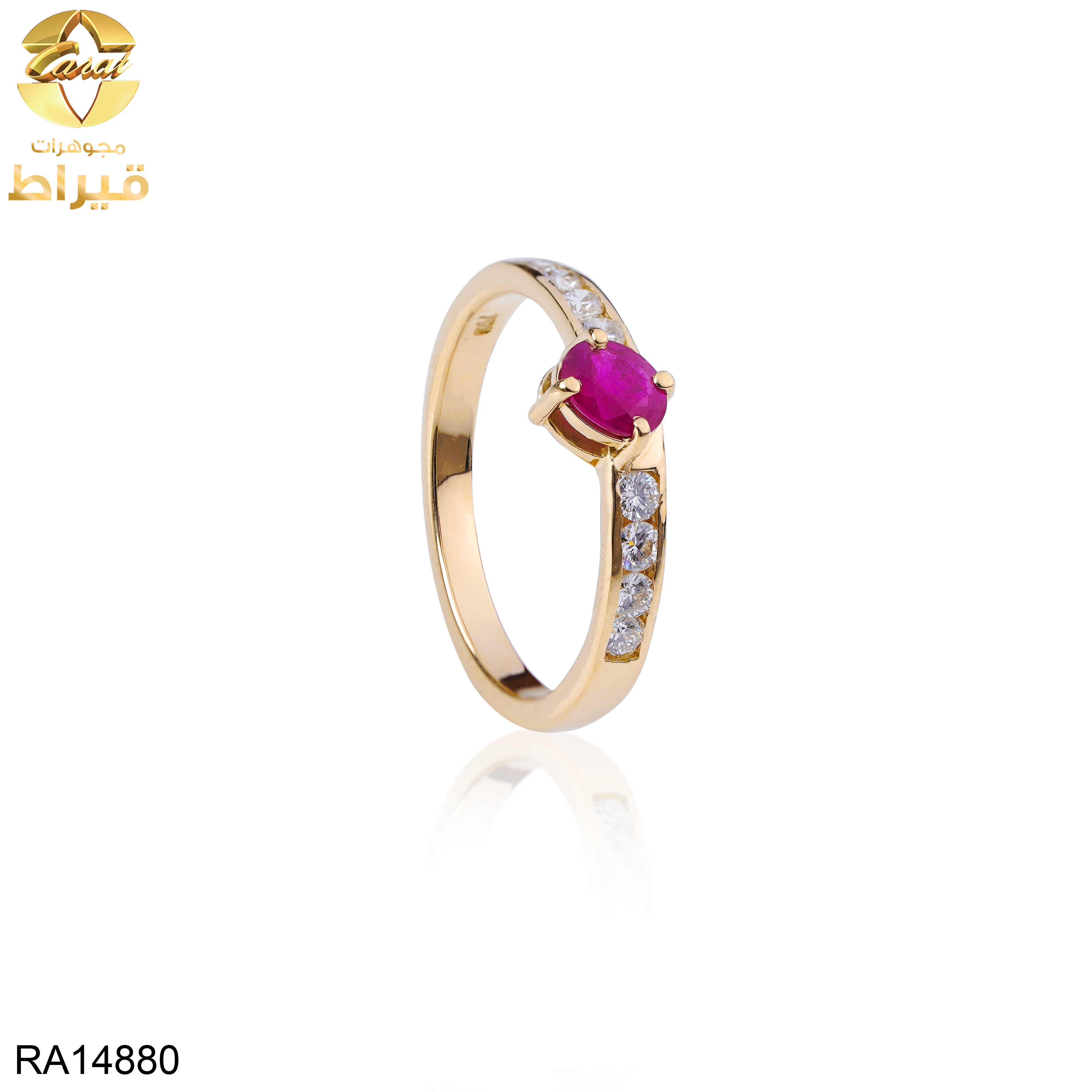 WOMEN'S 18K GOLD DIAMOND RING WITH RUBY