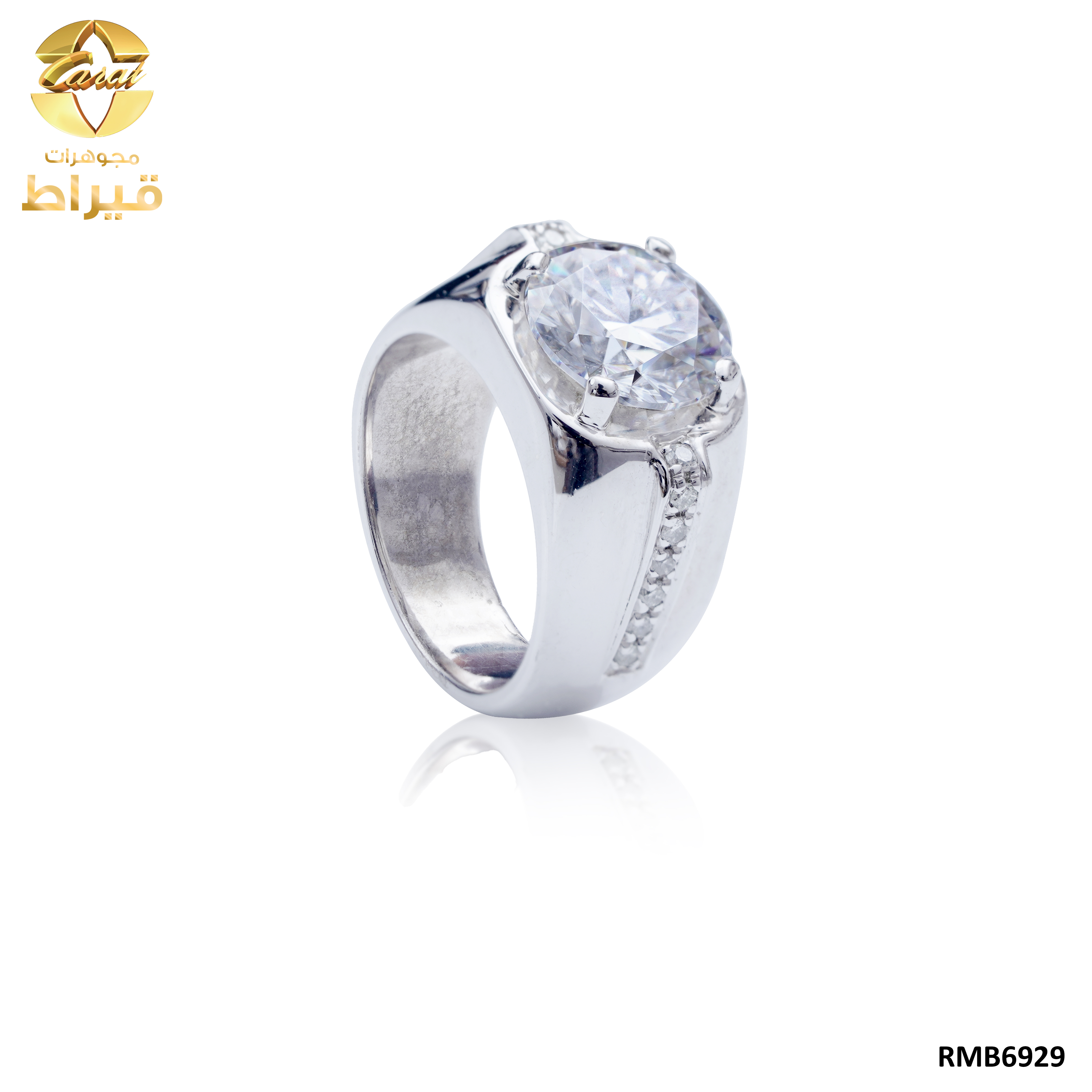 خاتم رجالي , فضة ,خاتم سيلنوفا مع الماس  و موسانايت