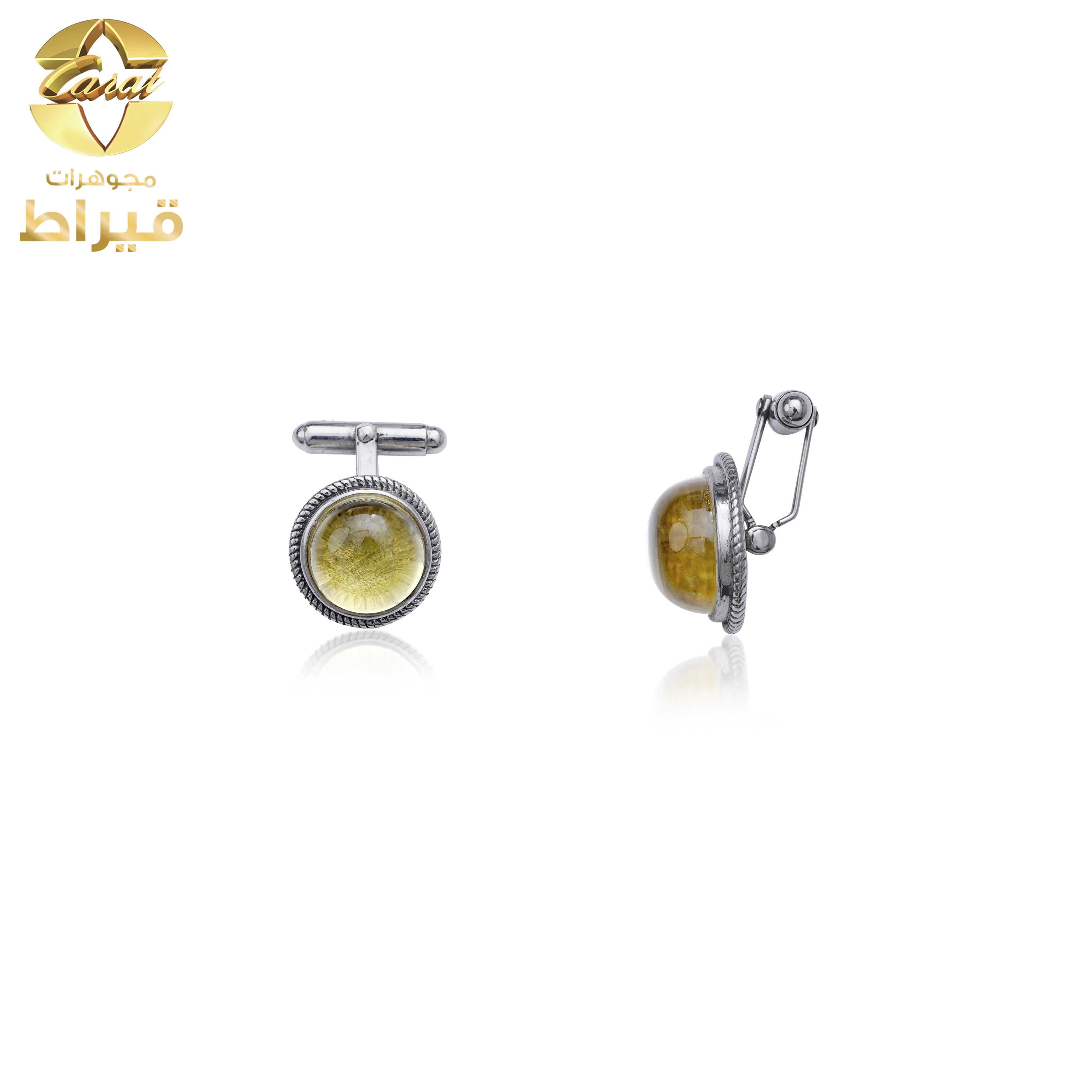  كبك فضة مع زبرجد صناعي عيار 925