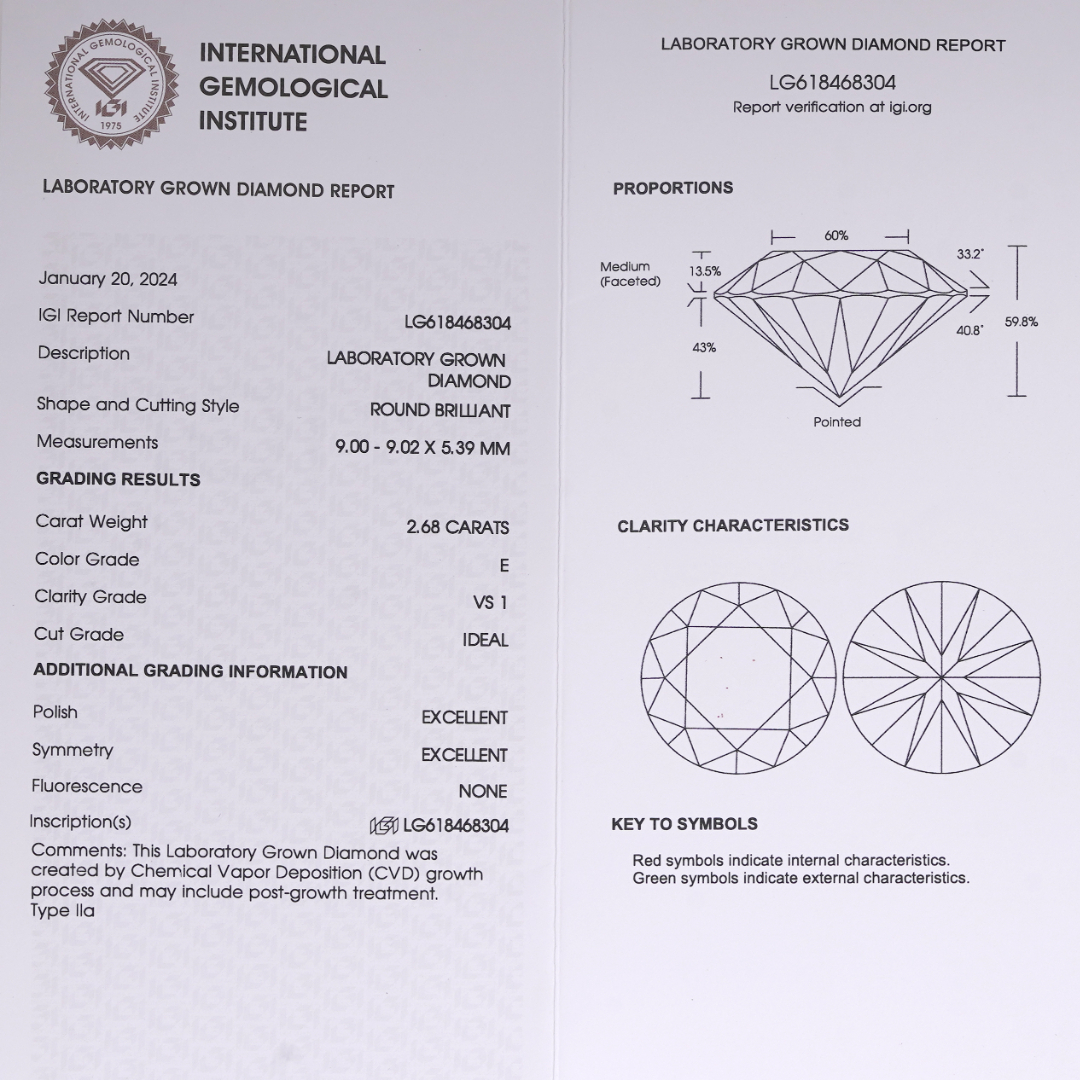 الماس 2.68ct CVD  مع شهادة IGI