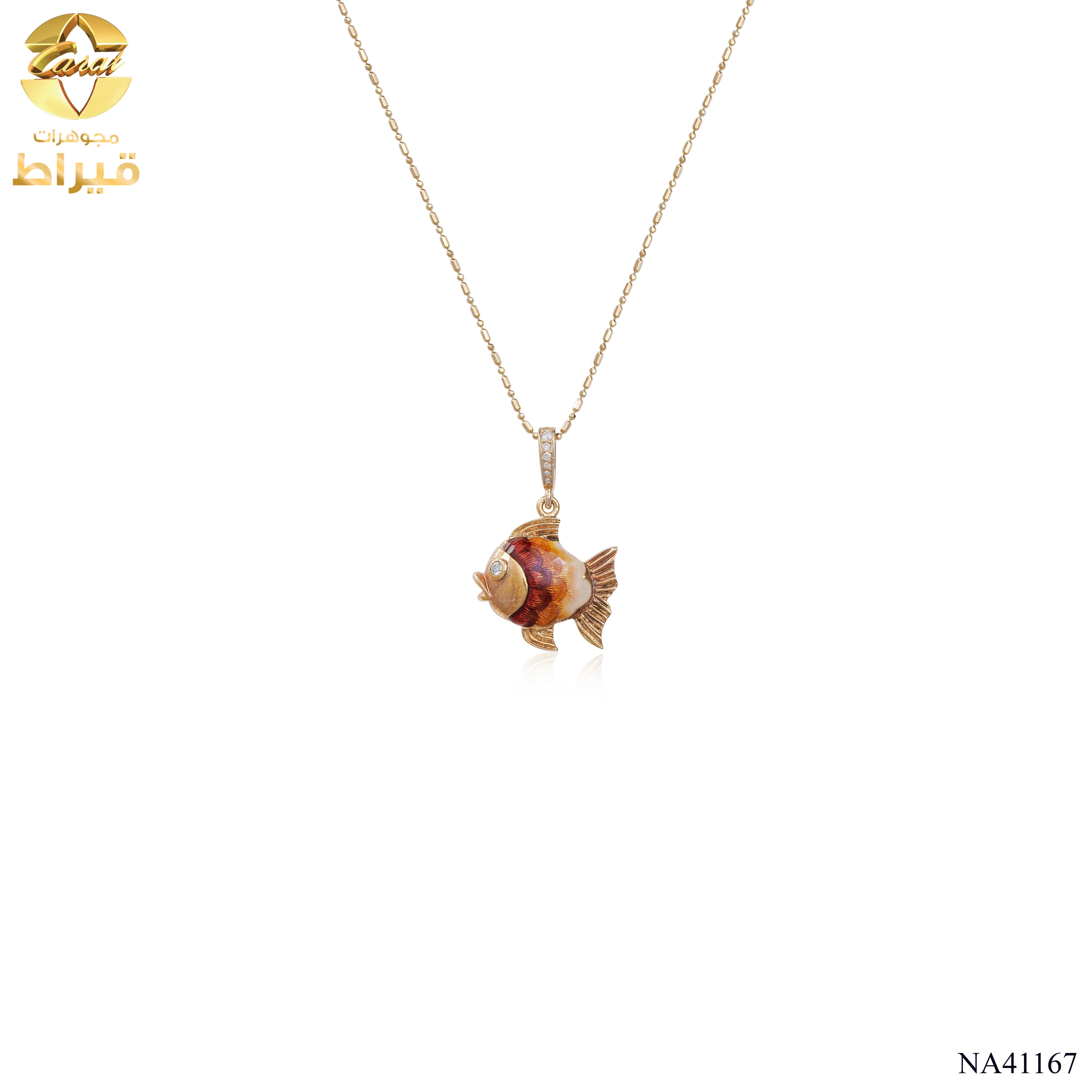 عقد ذهب مع الماس عيار 18