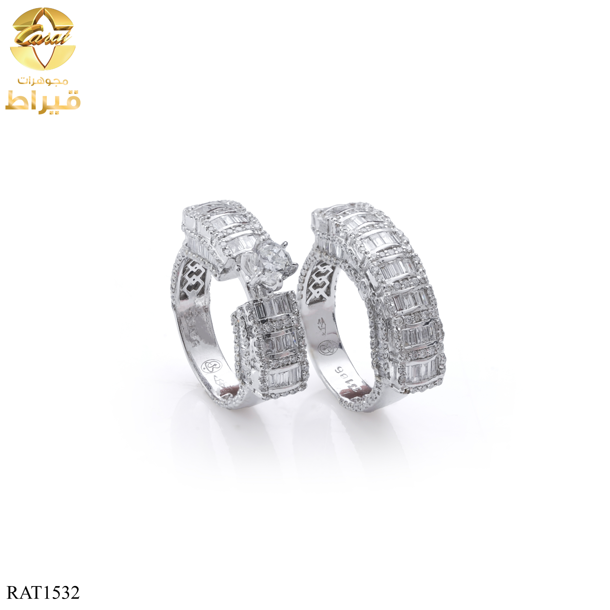 WOMEN'S 18K WHITE GOLD TWINS RING WITH DIAMONDS