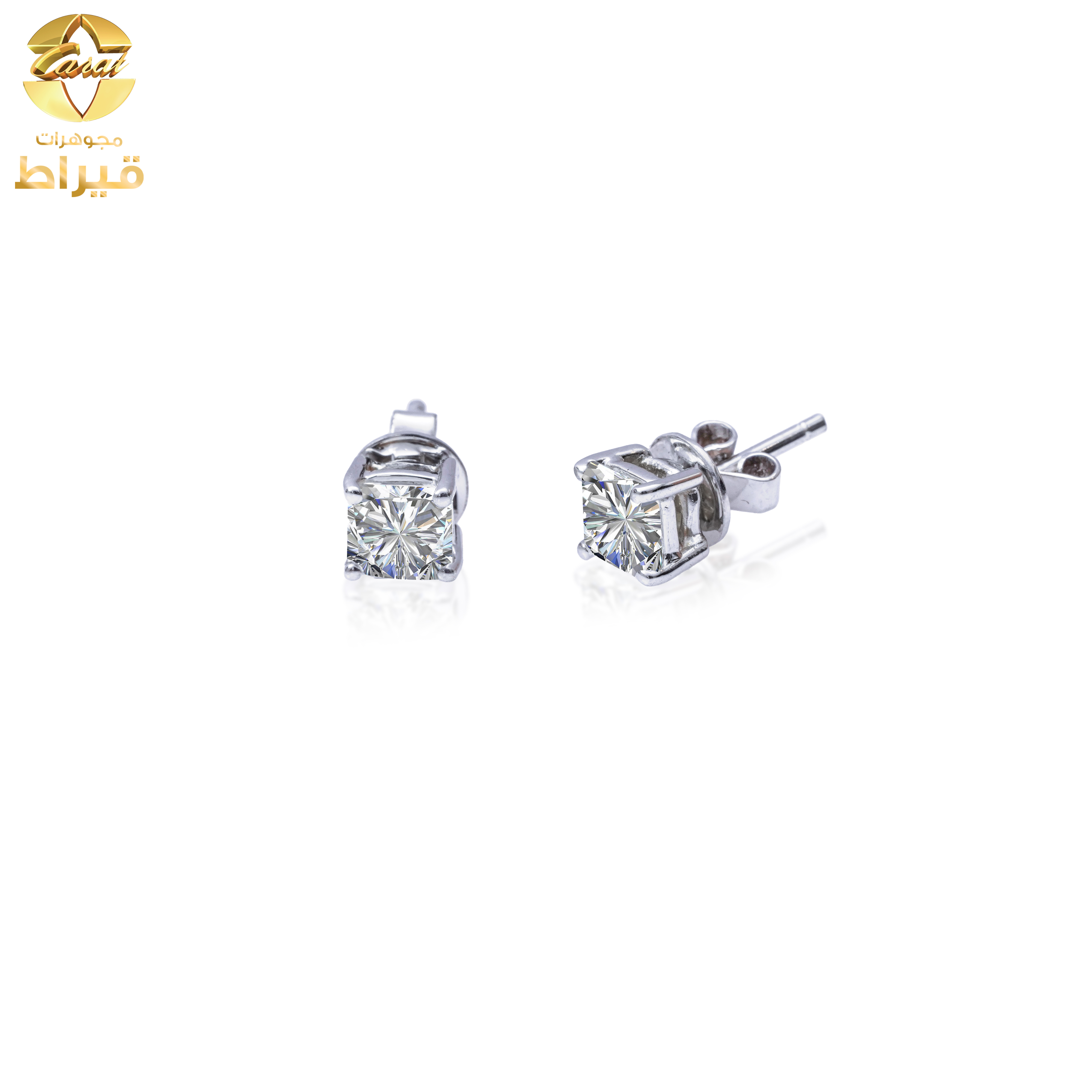 مجوهرات , ذهب ، حلق , حلق ذهب ابيض مع ألماس عيار 18