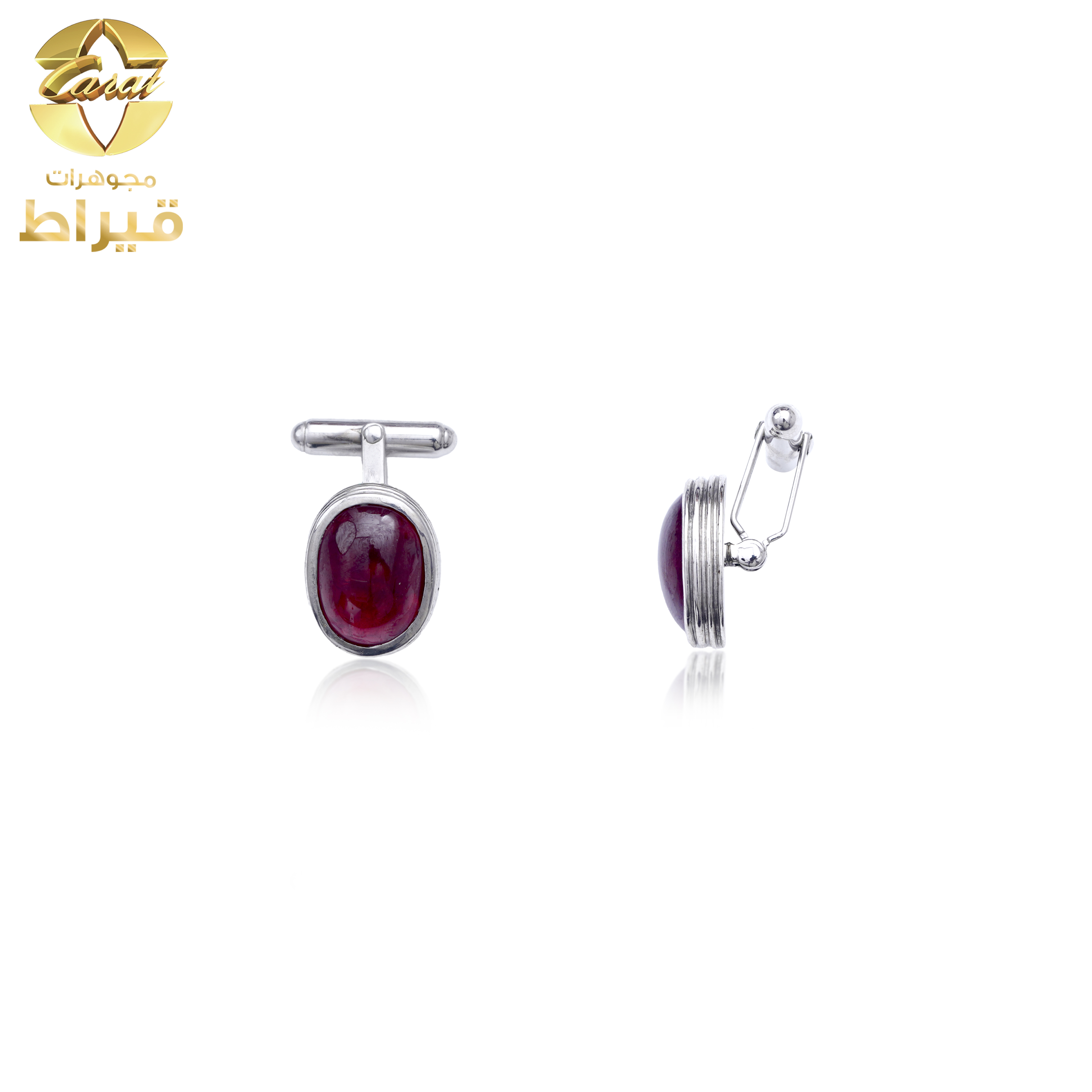 GENTS SILVER Cufflink WITH SYN. RUBY STONE