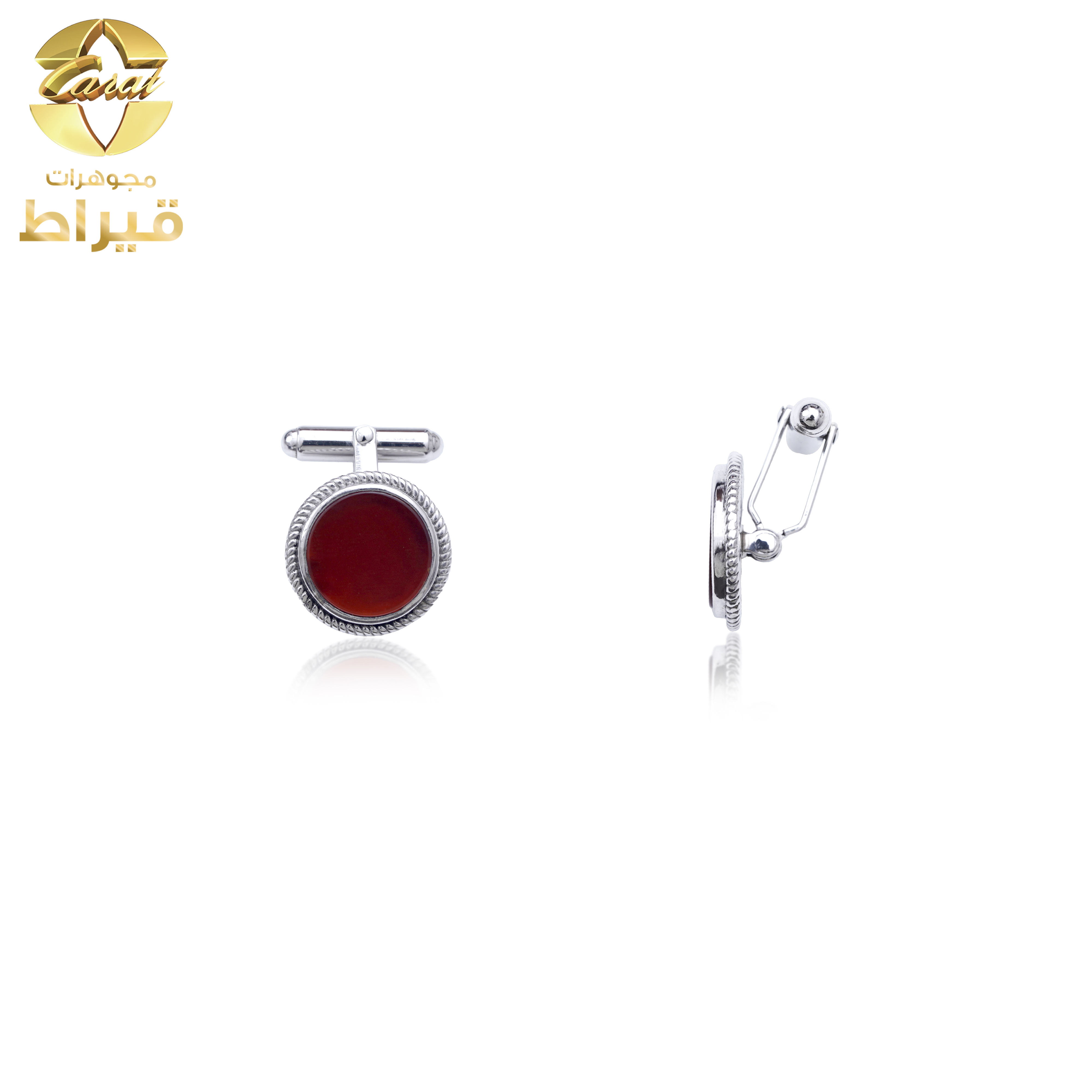  كبك فضة مع عقيق عيار 925 