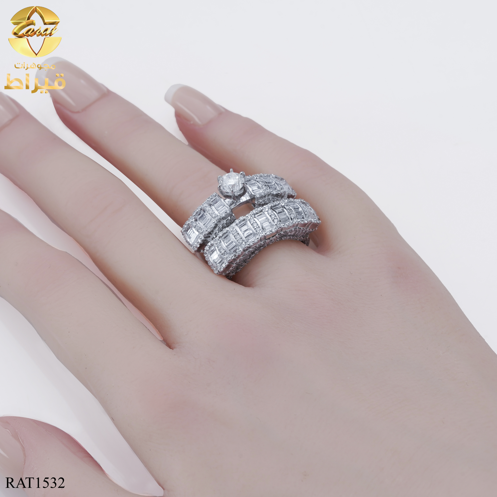 WOMEN'S 18K WHITE GOLD TWINS RING WITH DIAMONDS
