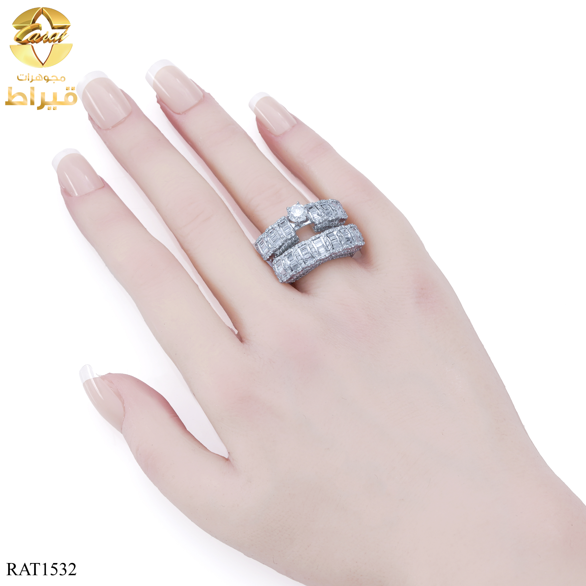 WOMEN'S 18K WHITE GOLD TWINS RING WITH DIAMONDS