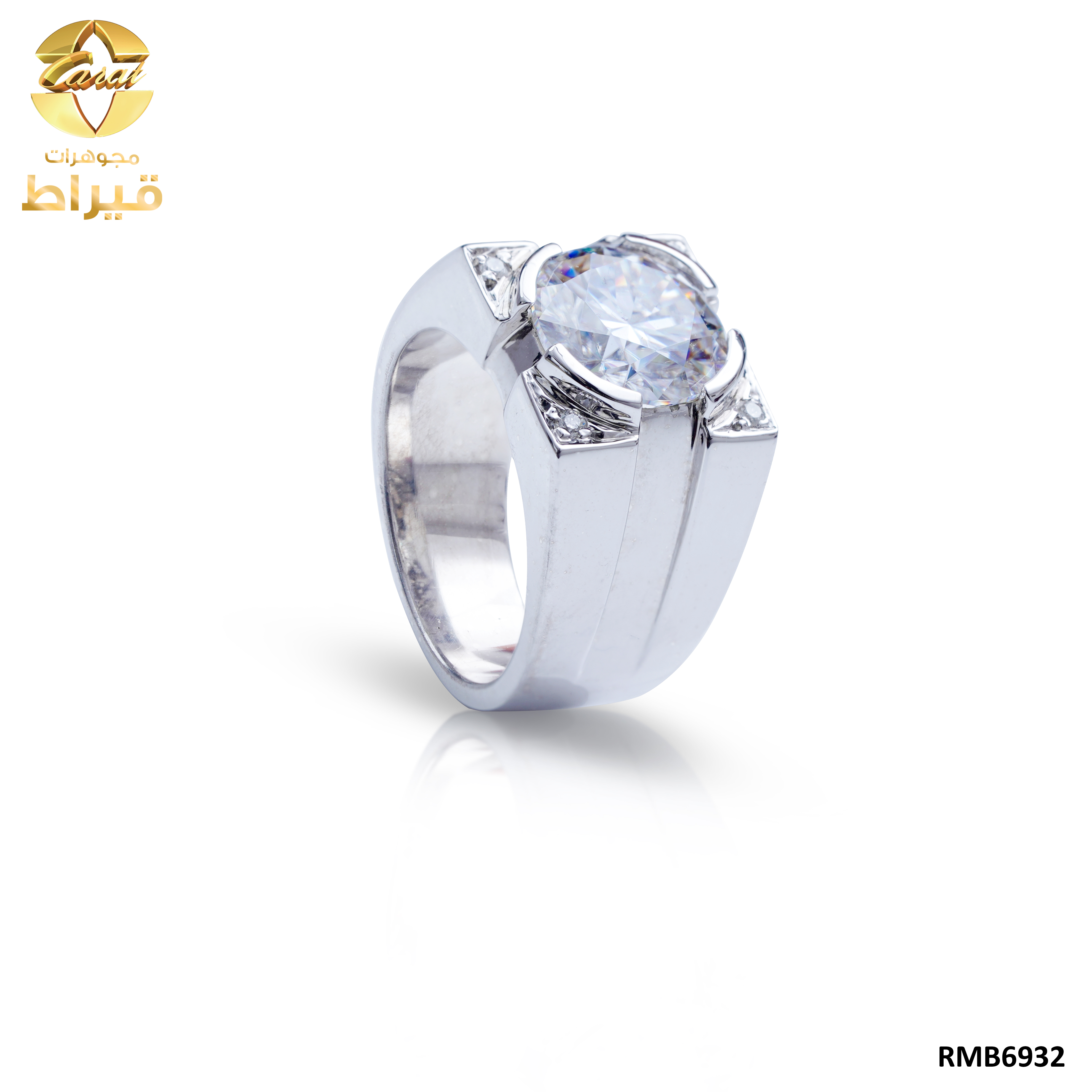  خاتم رجالي , فضة ,خاتم سيلنوفا مع الماس  و موسانايت