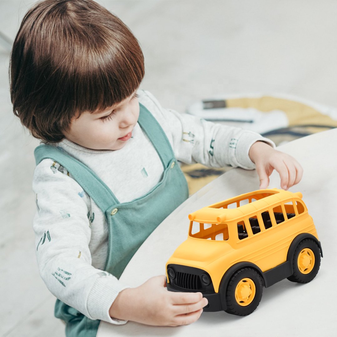  School Bus With A Set Of 9-Piece Shape Puzzle Pieces 