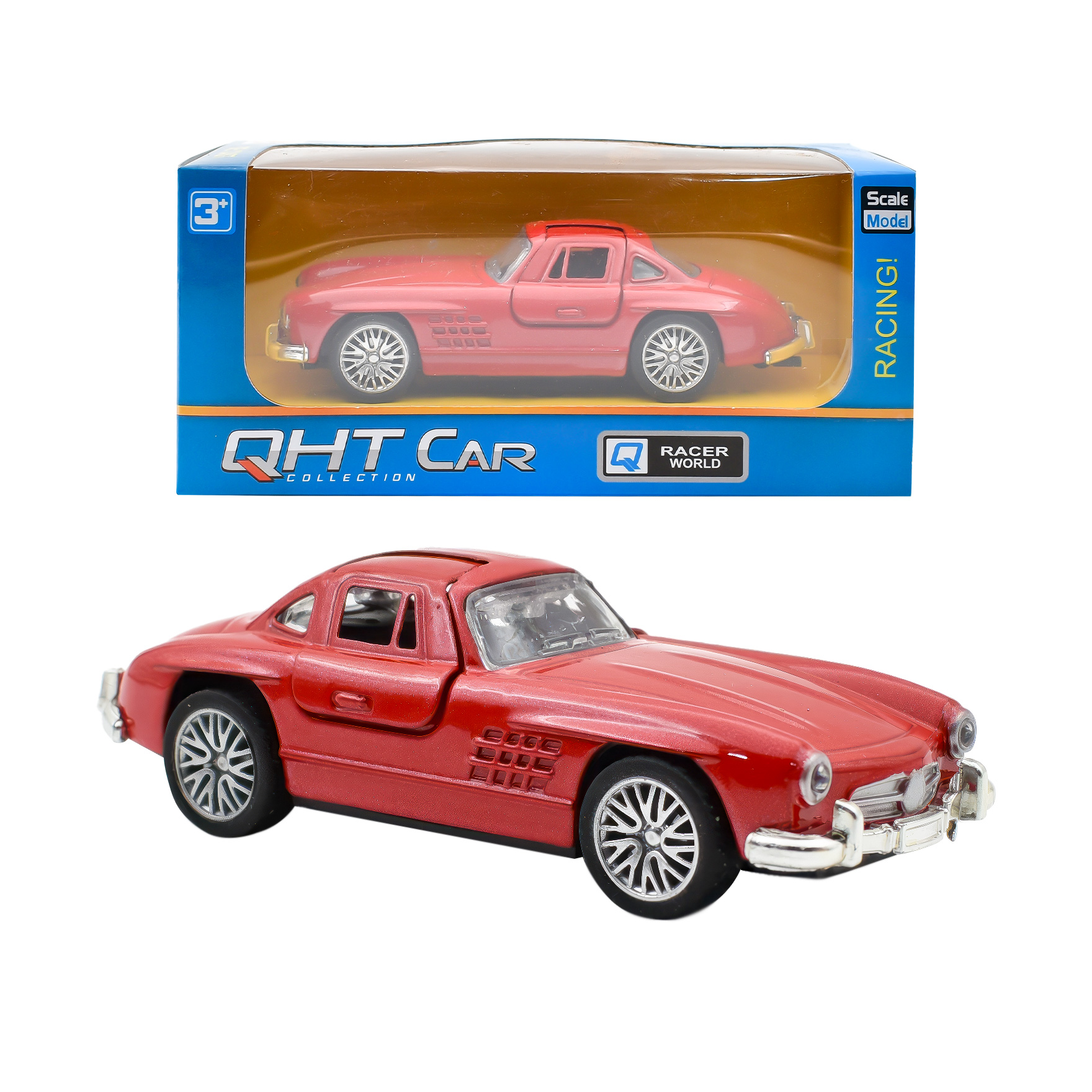  Small car, 12 cm long, with doors that can be opened and closed 