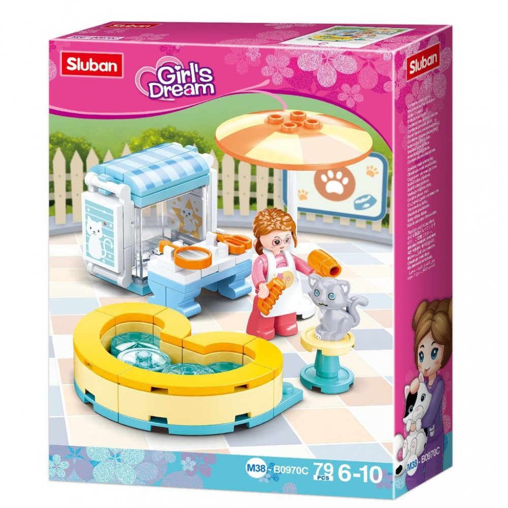  Sluban Girl's Dream Series - Cat Grooming Spa Building Set 79Pcs - Multicolored 