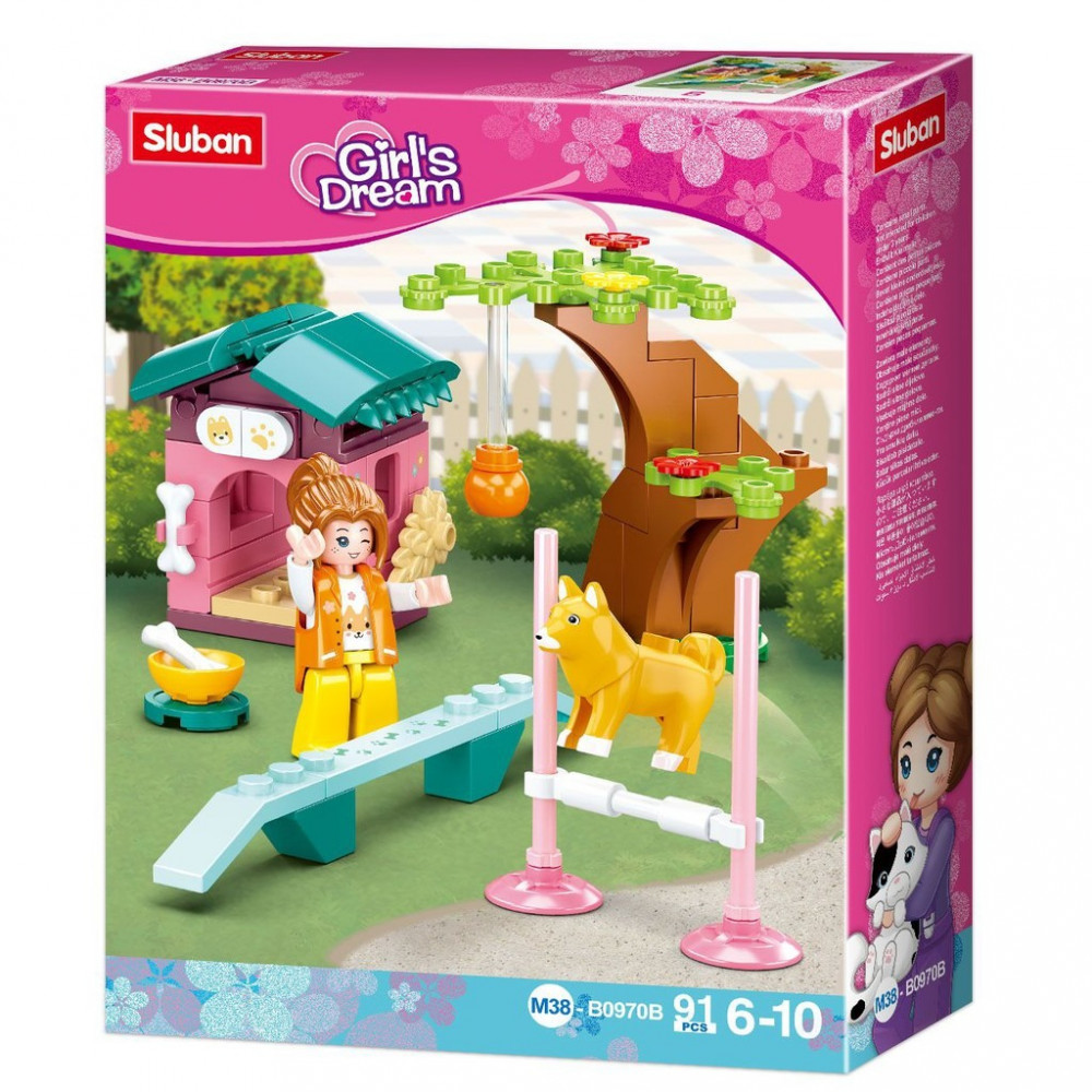  Sluban Girl's Dream Series - Dog Training Field Building Set 91Pcs - Multicolored 