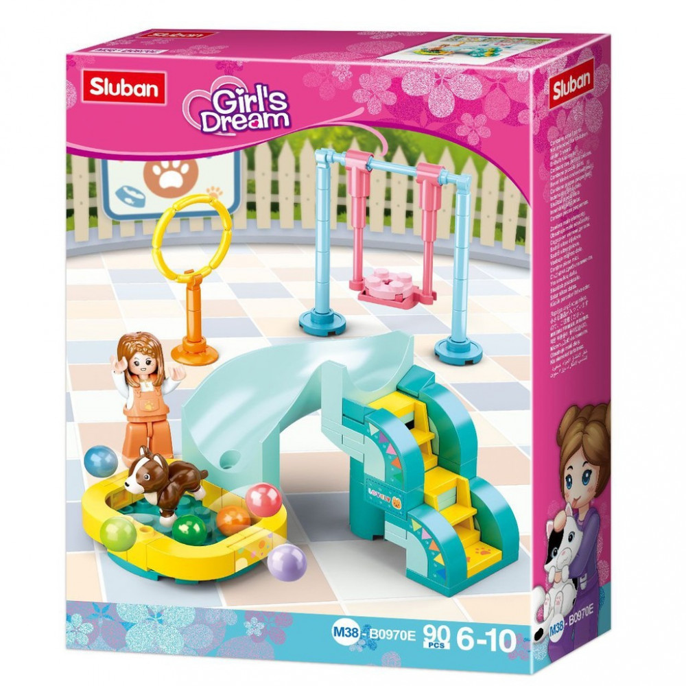  Sluban Girl's Dream Series - Dogs Playground Building Set 90 Pcs - Multicolored 