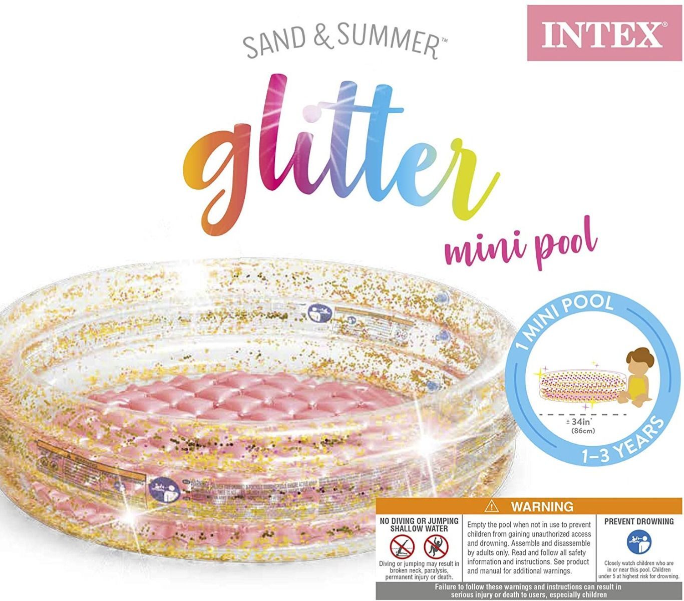  Intex Inflatable Glitter Mini Pool 86Cmx25Cm 