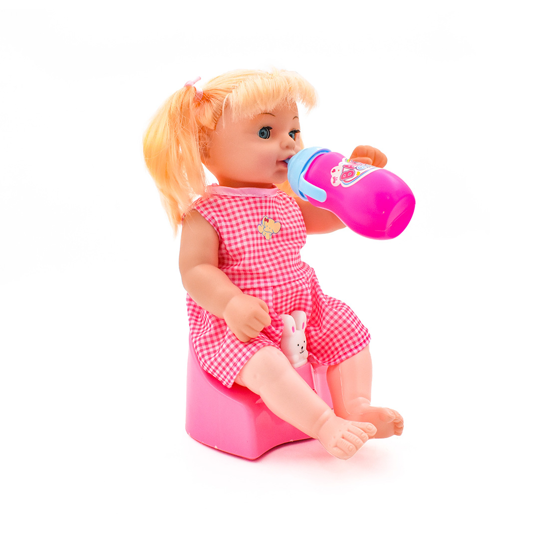  Cute Baby Doll - With Toilet Seat And Baby Bottle 
