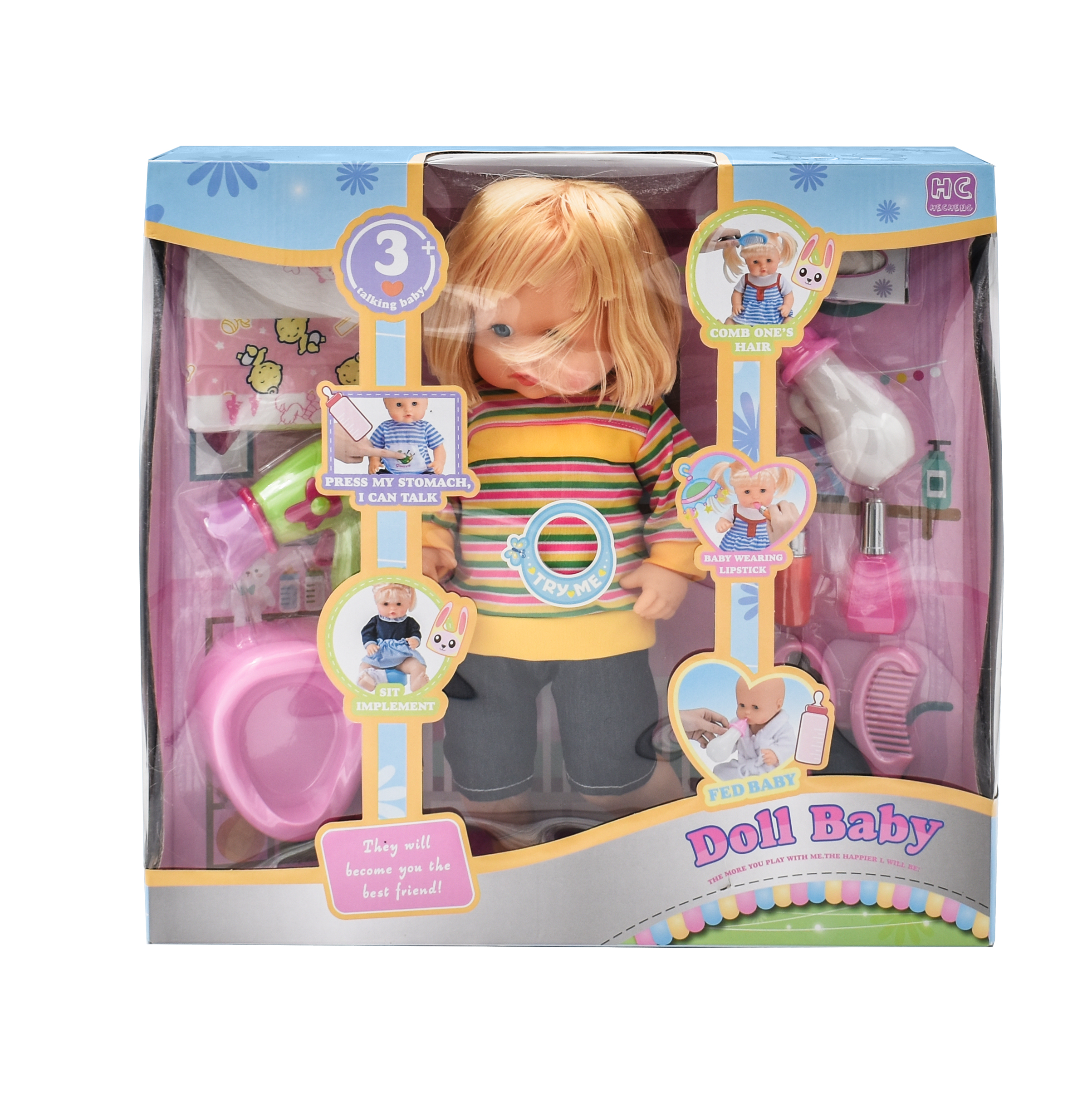  Talking Doll With Accessories - 10 Pieces - Doll Toys 