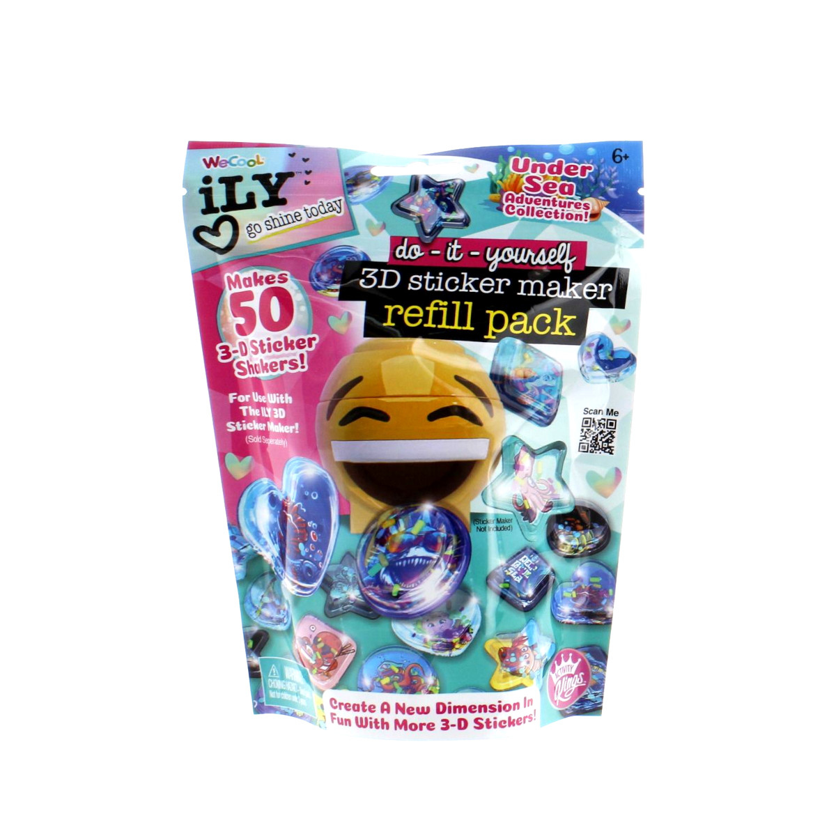  مجموعة إعادة تعبئة ملصقات WeCool iLY Under Sea Adventures ثلاثية الأبعاد - من 50 قطعة 